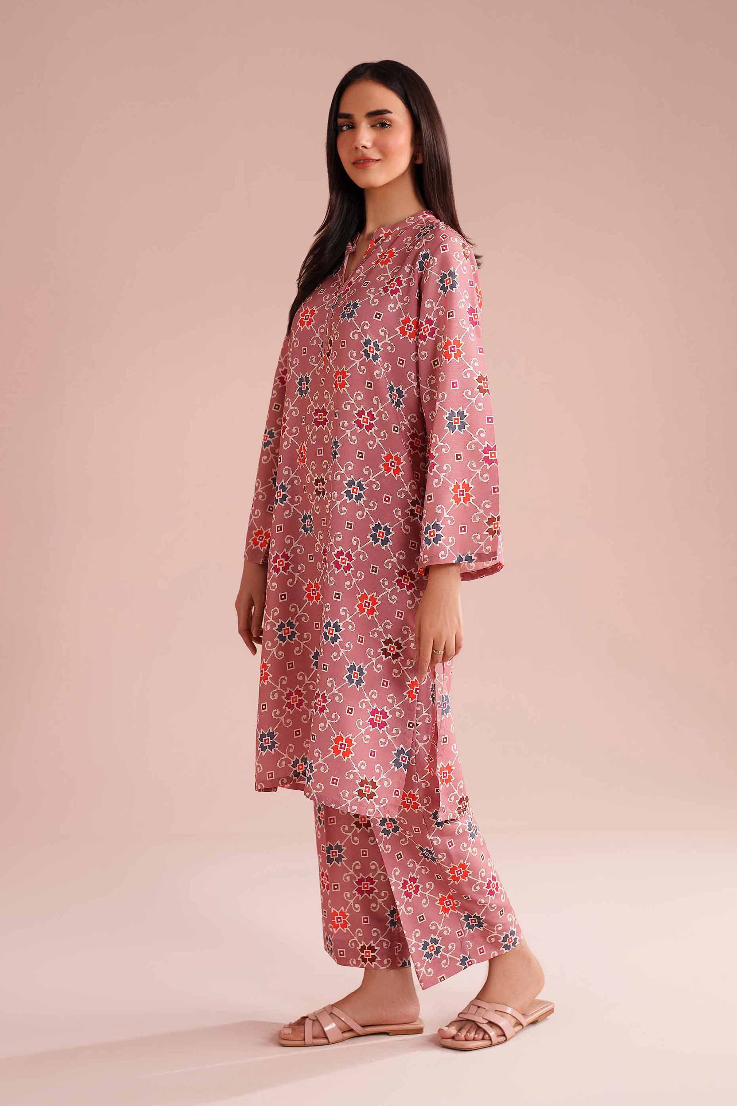 2 Piece - Printed Suit - PE26-31 NishatUAE Pink Lawn 2PC Printed Ready To Wear