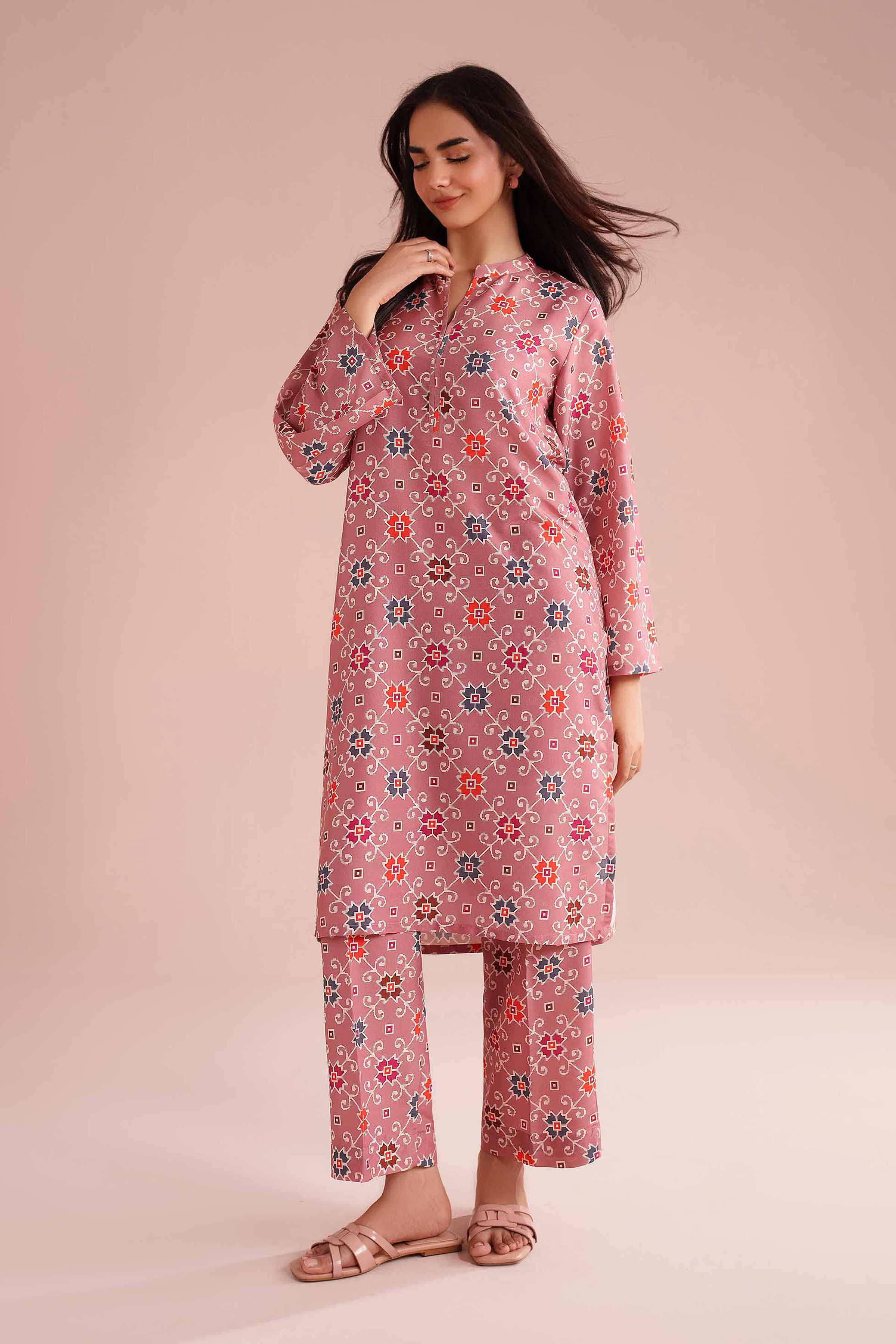 2 Piece - Printed Suit - PE26-31 NishatUAE Pink Lawn 2PC Printed Ready To Wear