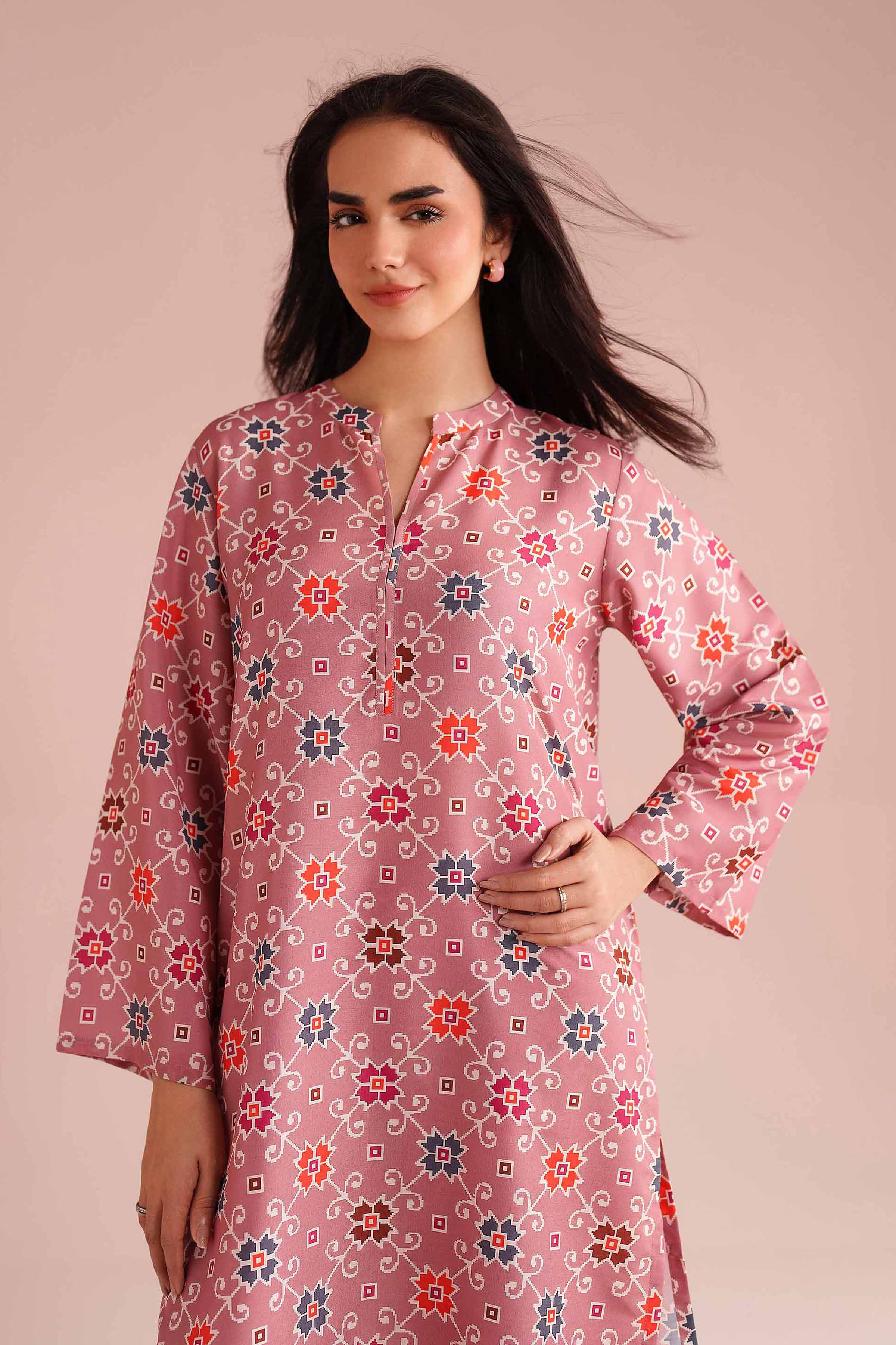 2 Piece - Printed Suit - PE26-31 NishatUAE Pink Lawn 2PC Printed Ready To Wear