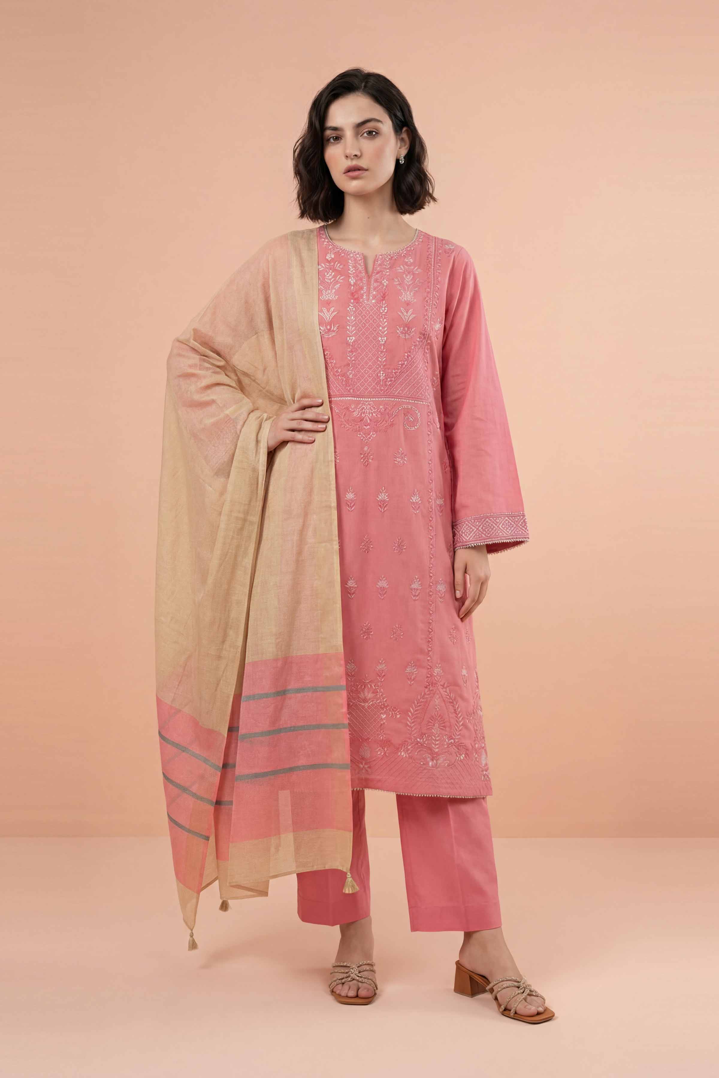 3 Piece - Embroidered Suit - PE26-312