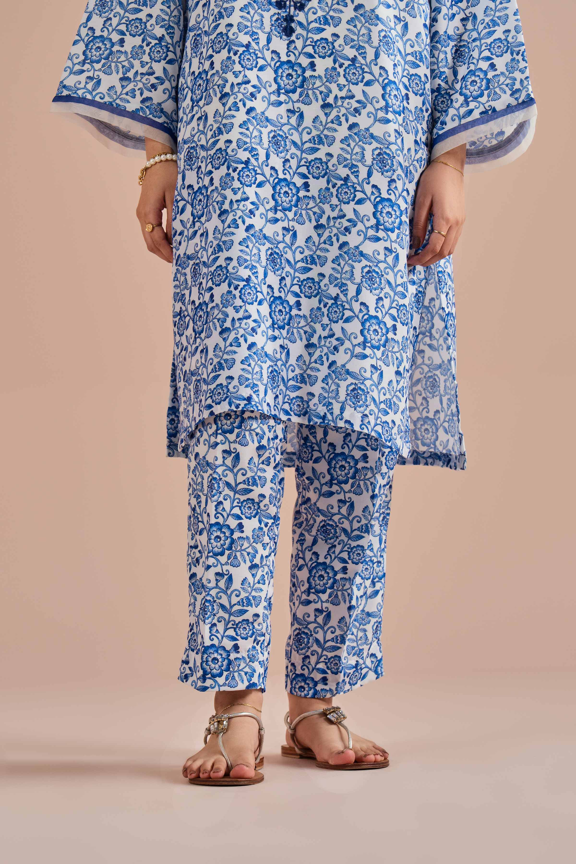 2 Piece - Printed Embroidered Suit - PE26-32 NishatUAE Blue Lawn 2PC Embroidered Ready To Wear
