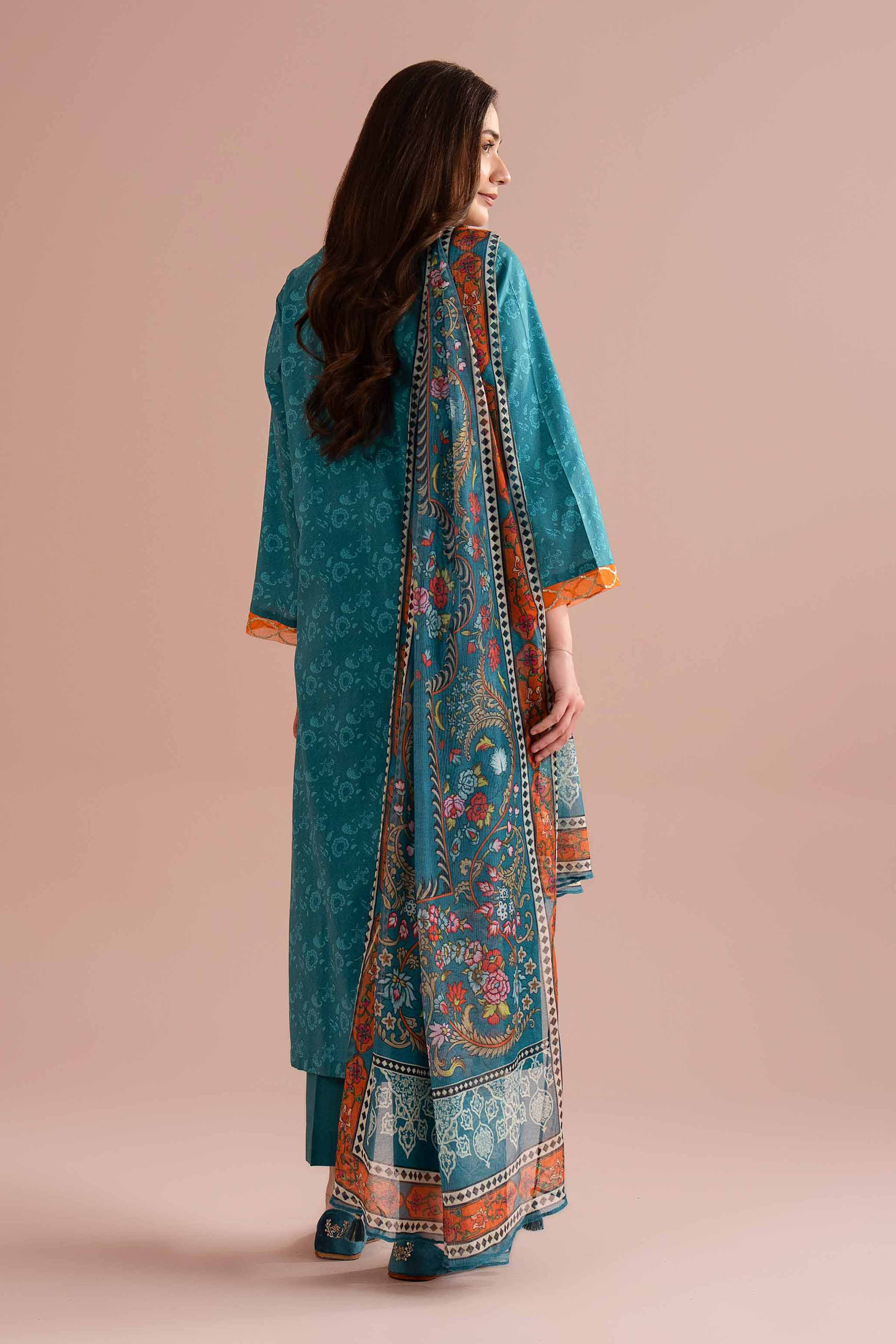 3 Piece - Printed Embroidered Suit - PE26-328