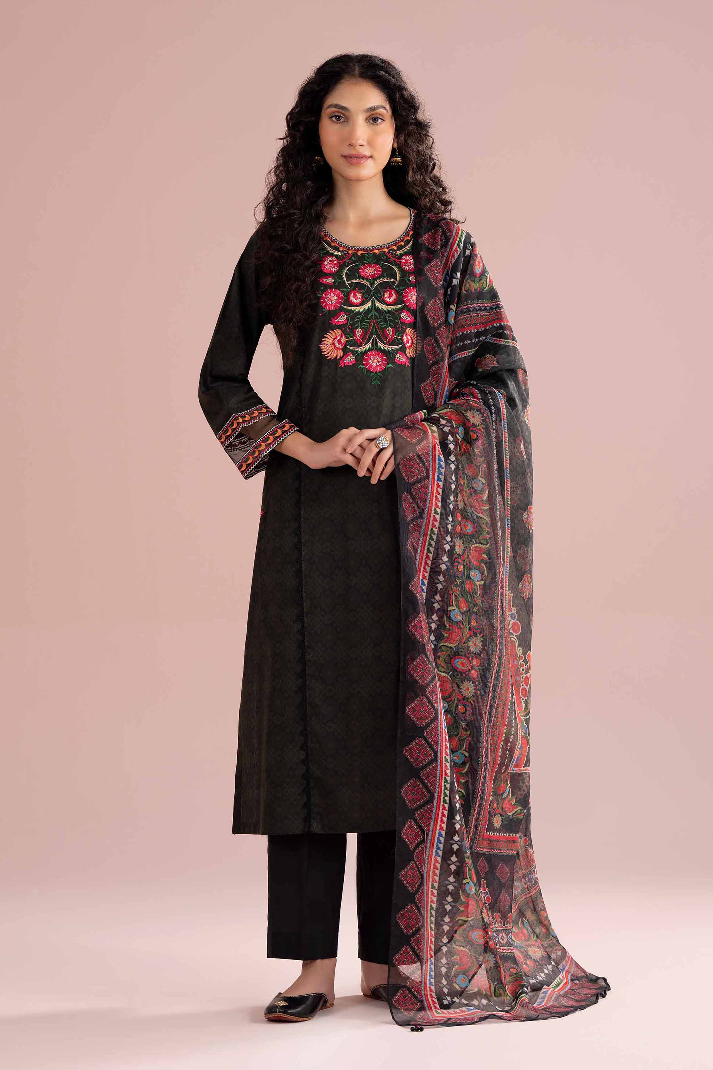 3 Piece - Embroidered Suit - PE26-329 Black Lawn 3PC Embroidered READY TO WEAR