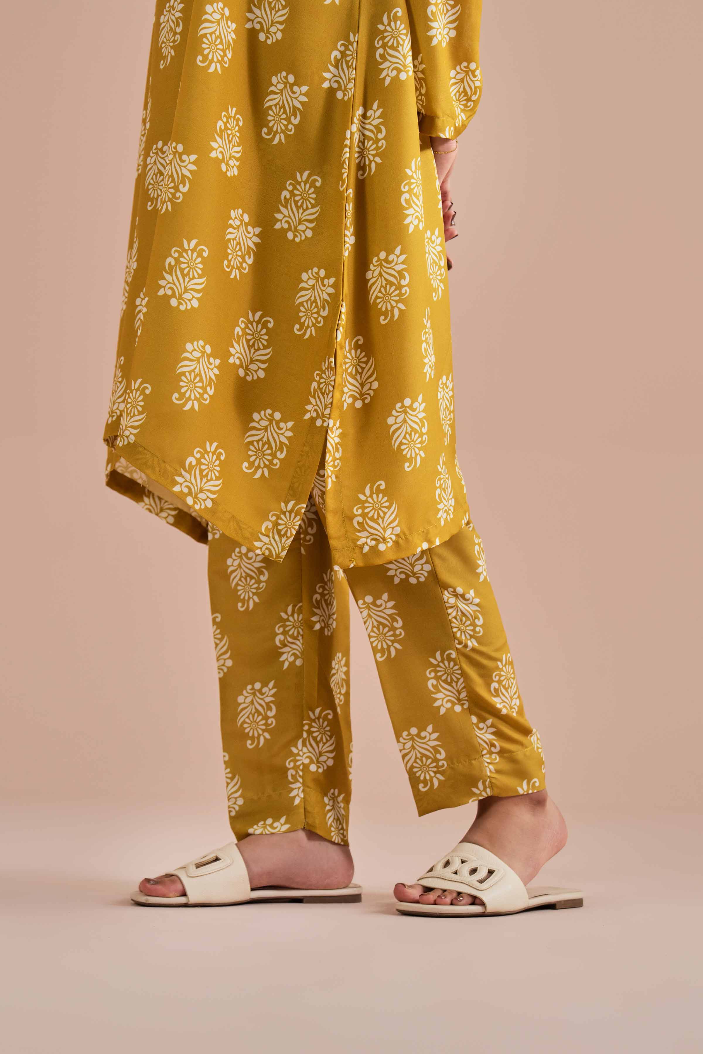 2 Piece - Printed Embroidered Suit - PE26-34 NishatUAE Yellow Lawn 2PC Embroidered Ready To Wear