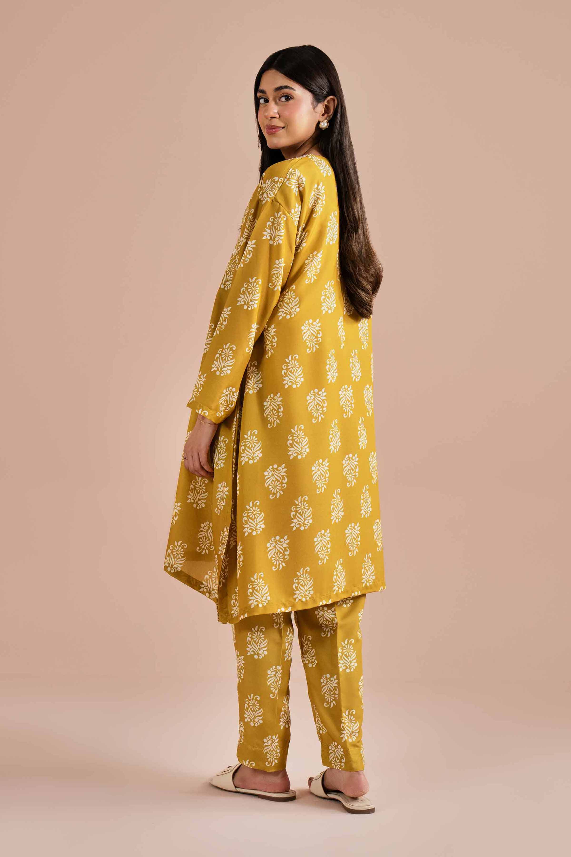 2 Piece - Printed Embroidered Suit - PE26-34 NishatUAE Yellow Lawn 2PC Embroidered Ready To Wear
