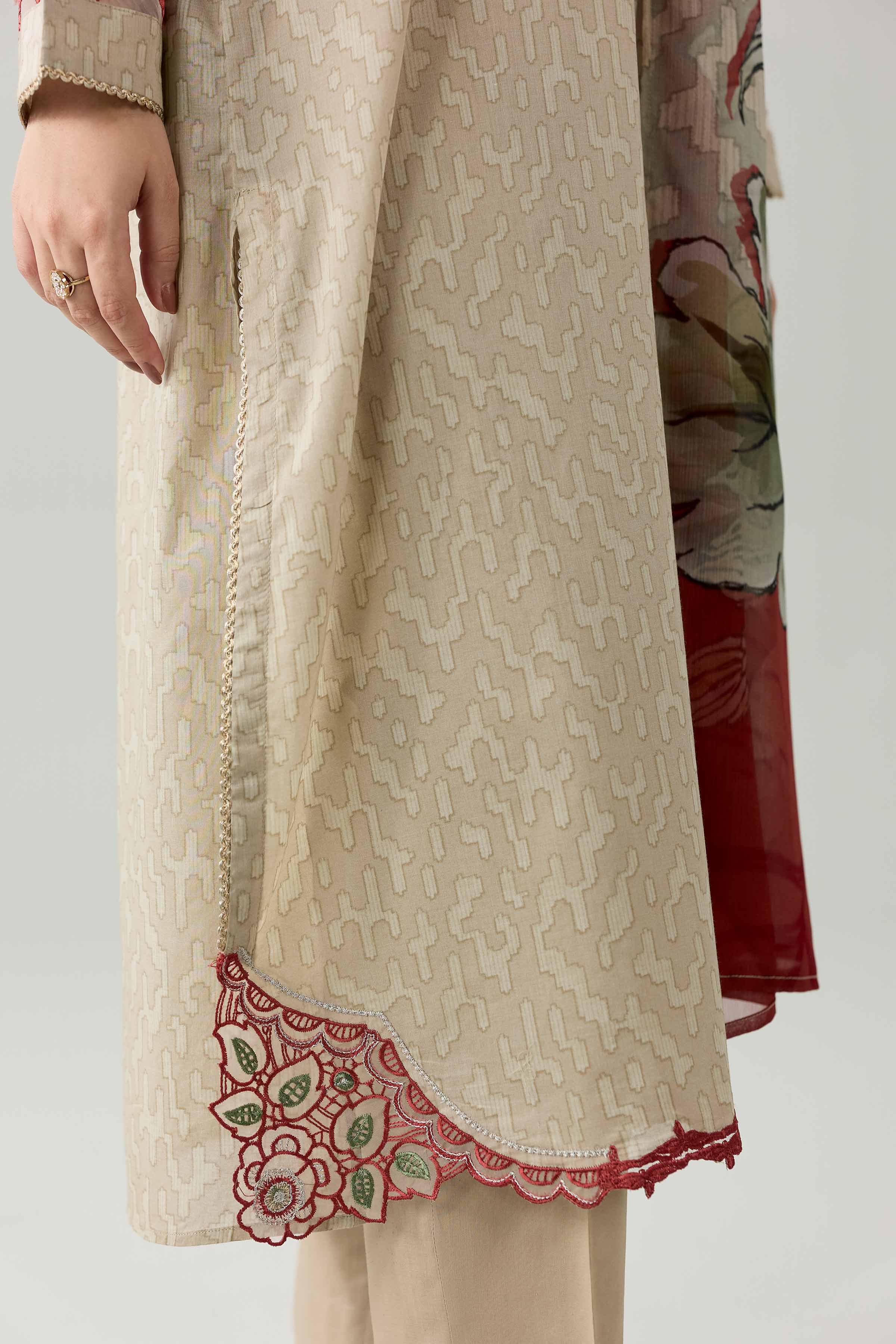 3 Piece - Printed Embroidered Suit - PE26-340