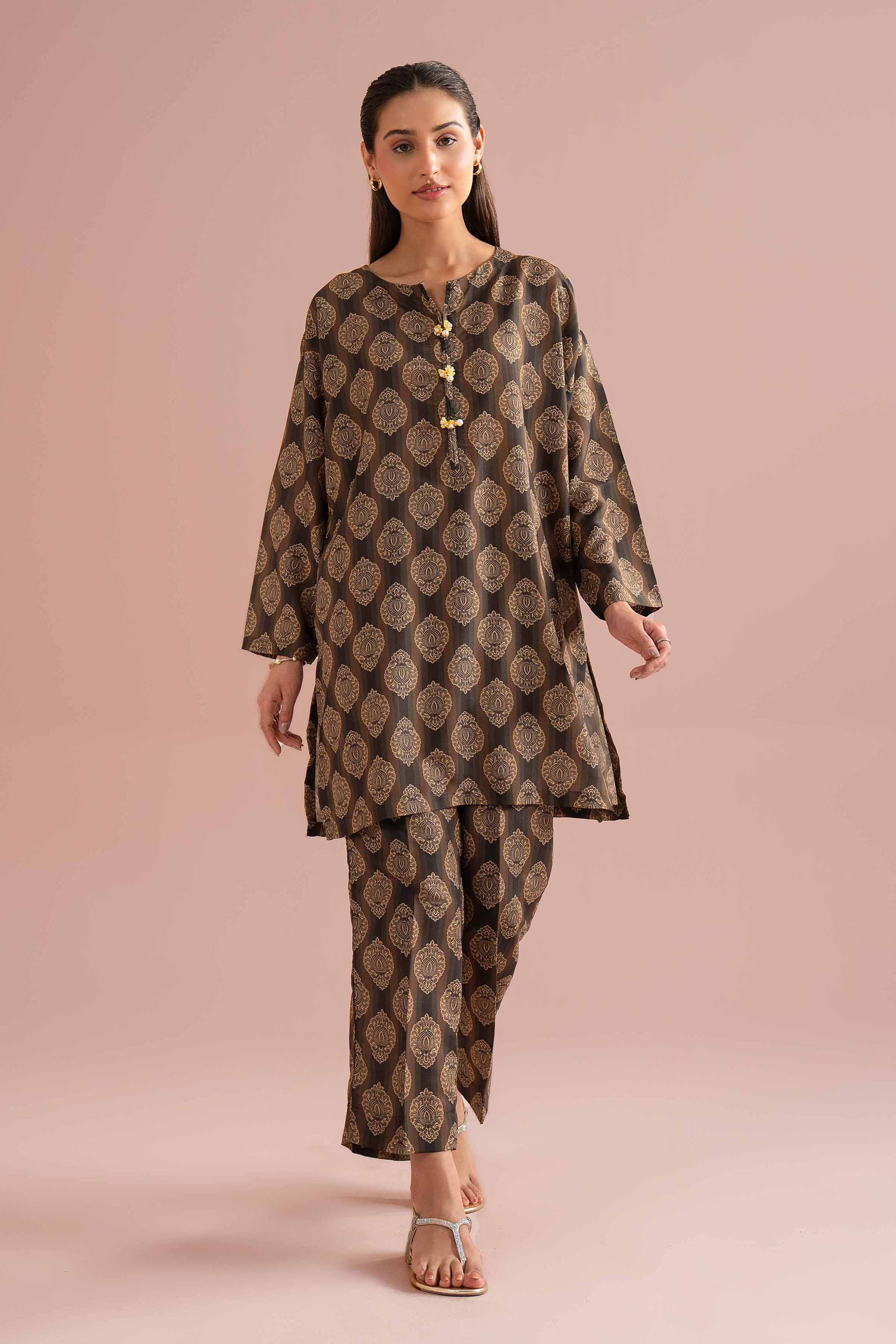 2 Piece - Printed Suit - PE26-344 Brown Lawn 2PC Embroidered