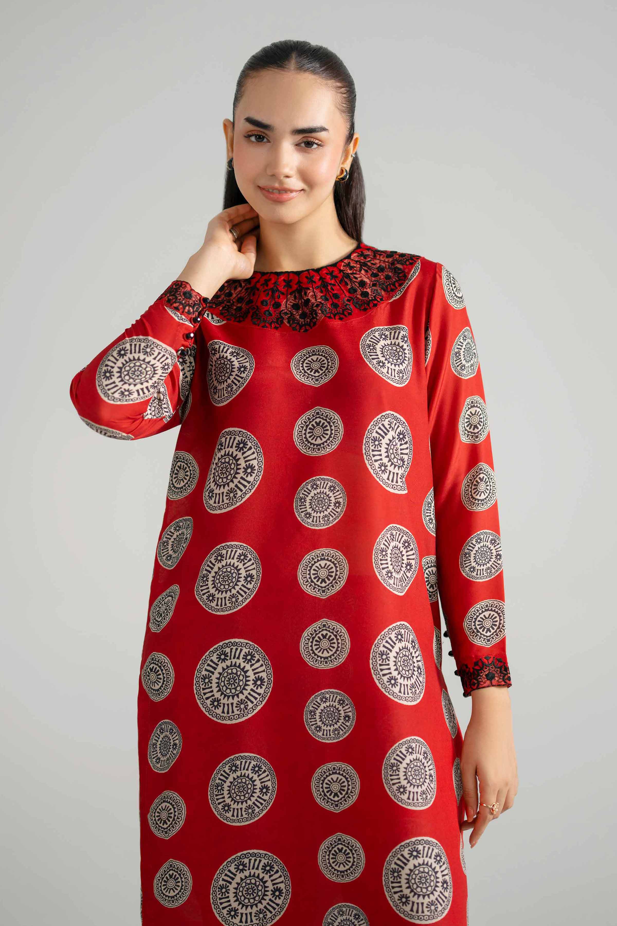 2 Piece - Printed Embroidered Suit - PE26-349 Red Lawn 2PC Embroidered READY TO WEAR