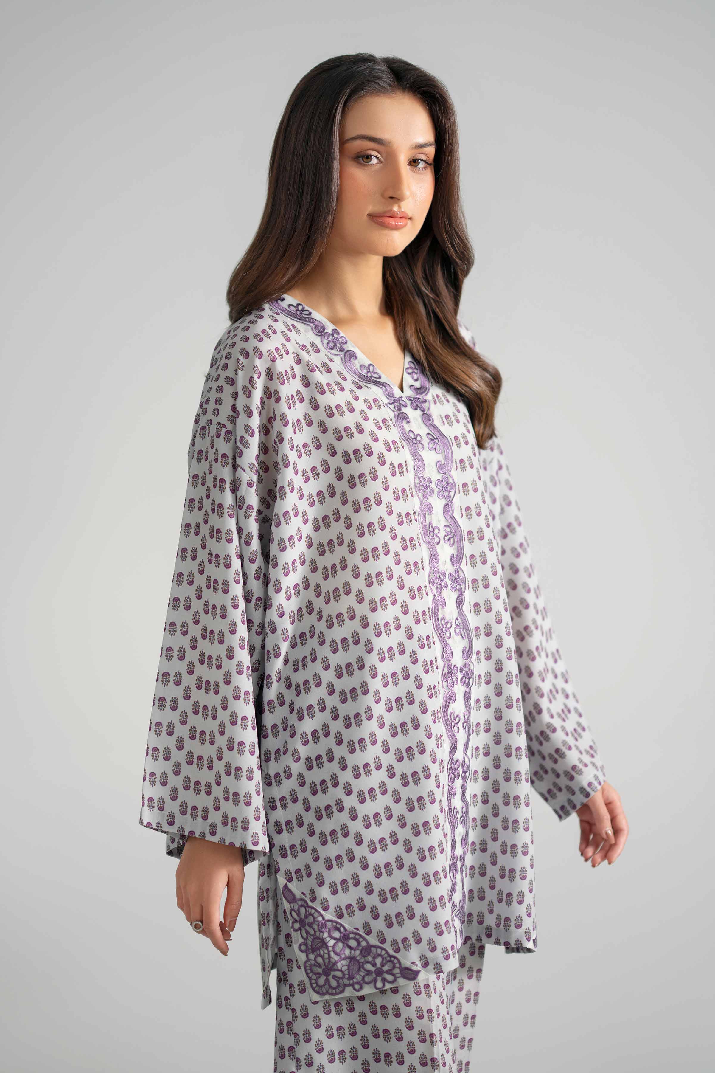 2 Piece - Printed Embroidered Suit - PE26-353 Grey Lawn 2PC Embroidered READY TO WEAR