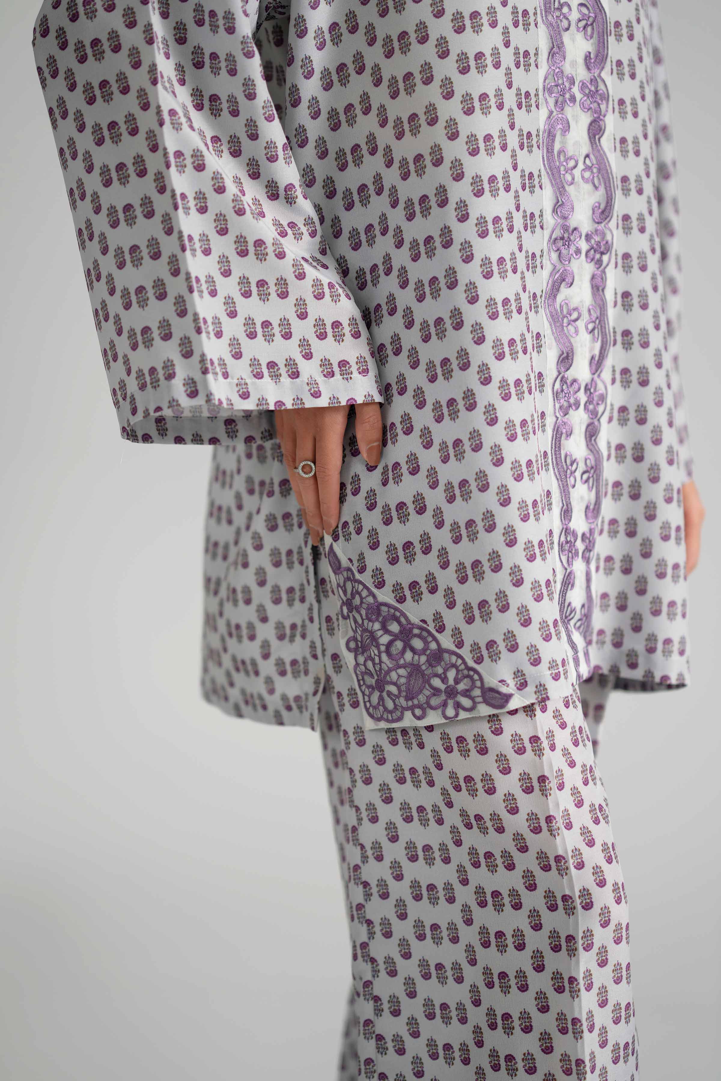 2 Piece - Printed Embroidered Suit - PE26-353 Grey Lawn 2PC Embroidered READY TO WEAR