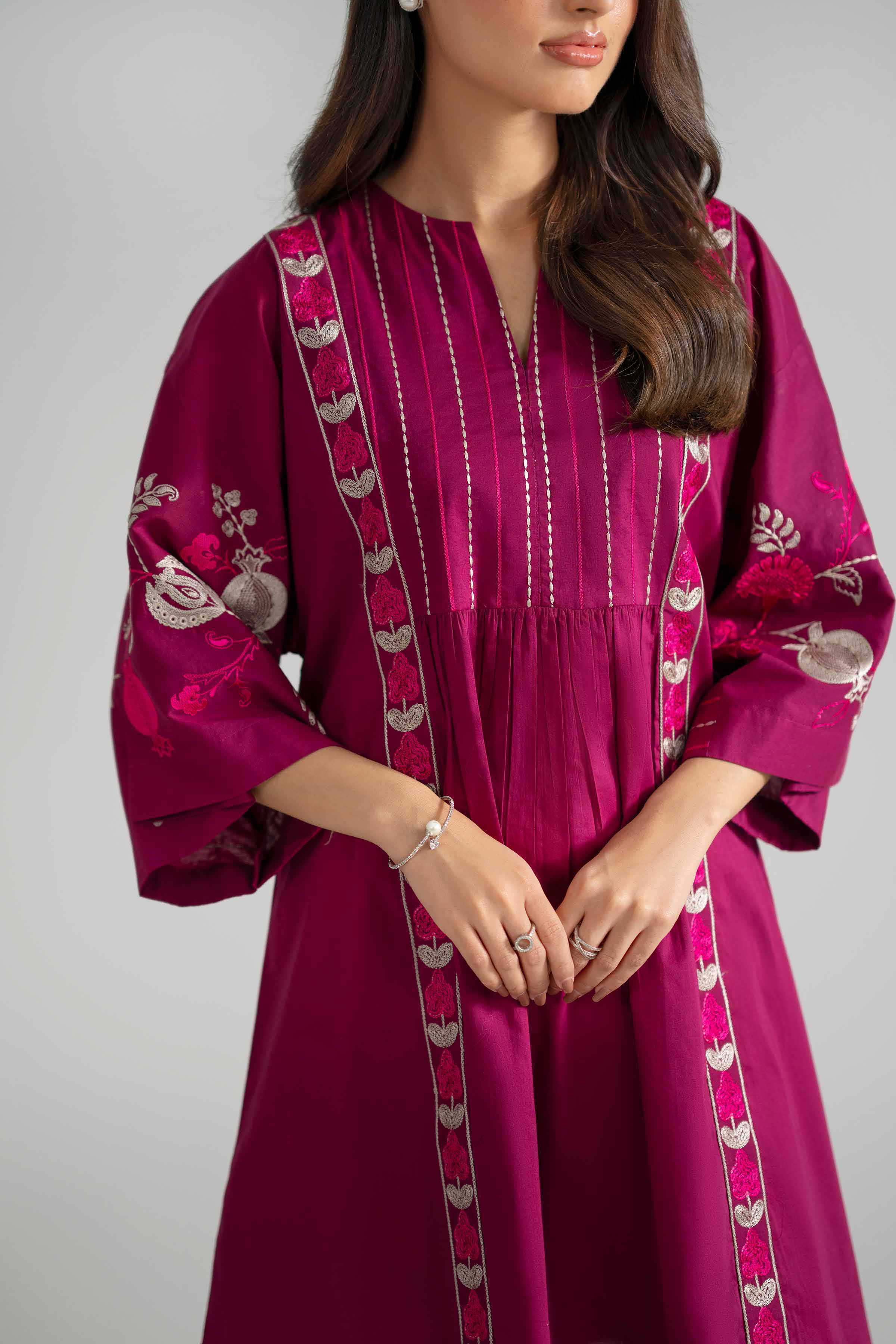 Embroidered Frock - PE26-368 Purple Cambric 1PC Embroidered READY TO WEAR