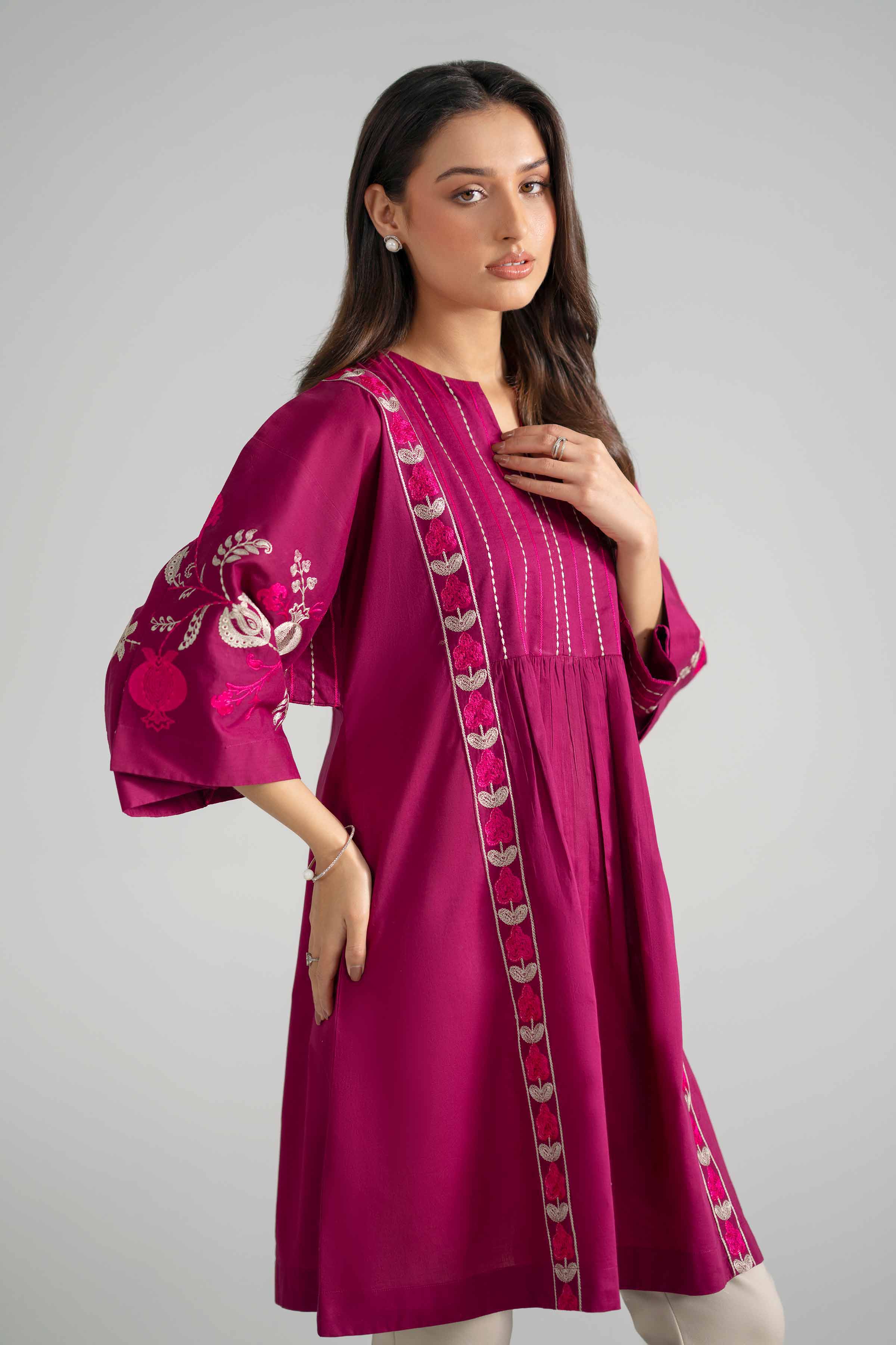Embroidered Frock - PE26-368 Purple Cambric 1PC Embroidered READY TO WEAR
