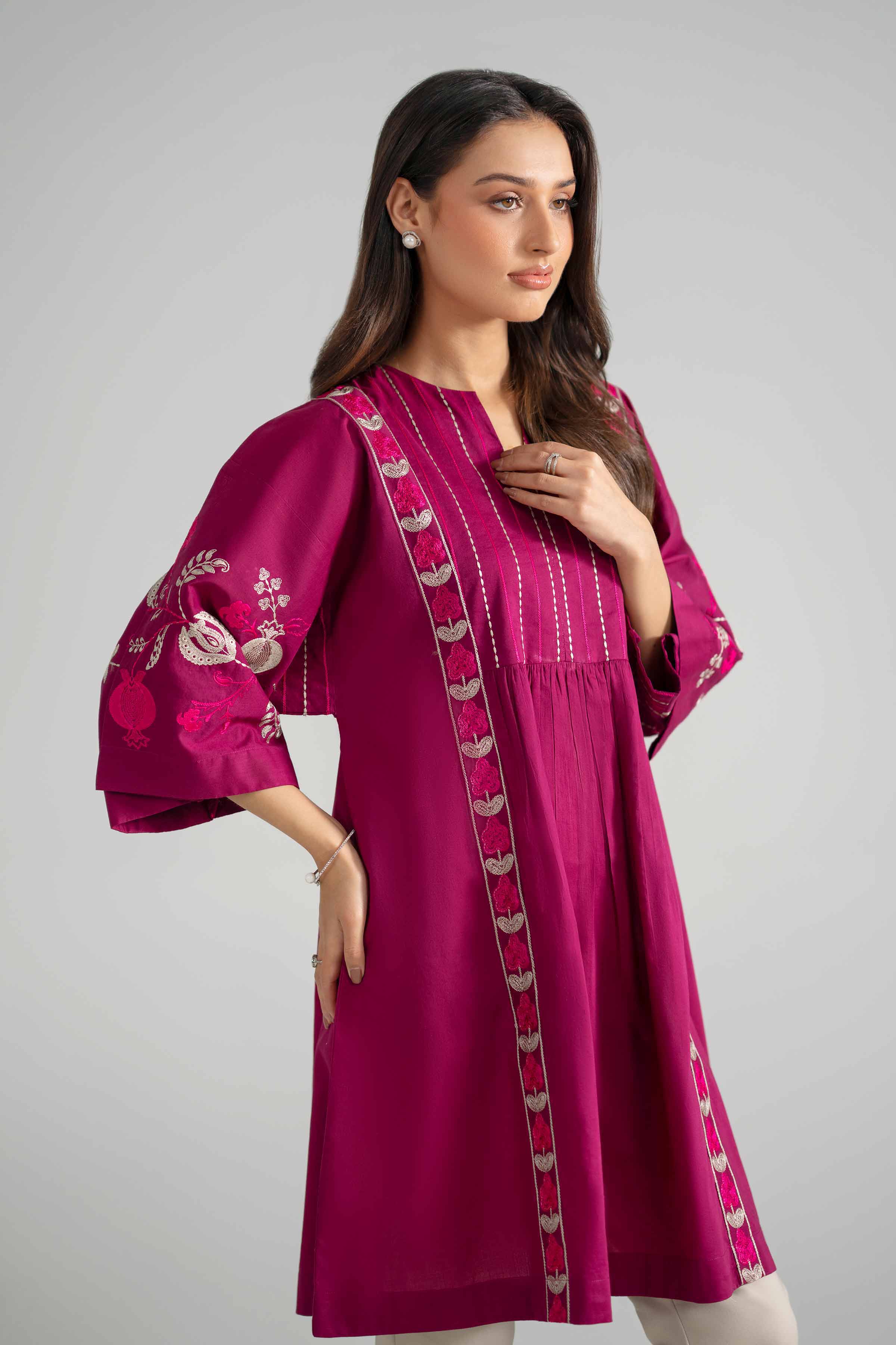 Embroidered Frock - PE26-368 Purple Cambric 1PC Embroidered READY TO WEAR