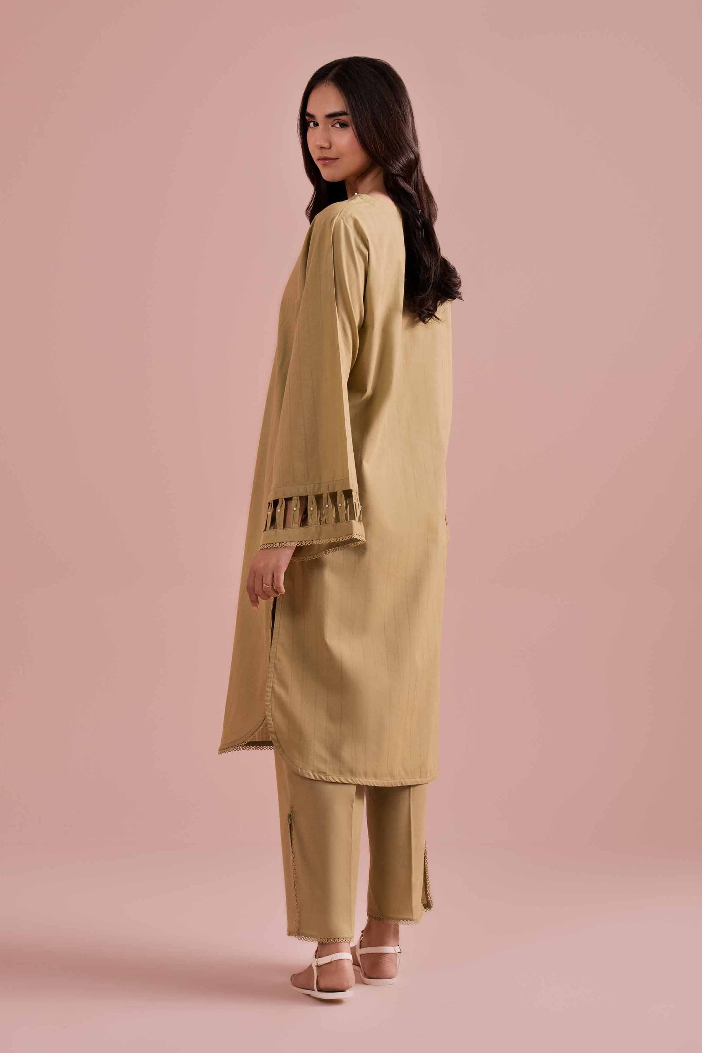 2 Piece - Basic Suit - PE26-37 NishatUAE Green Dobby 2PC Solids Ready To Wear