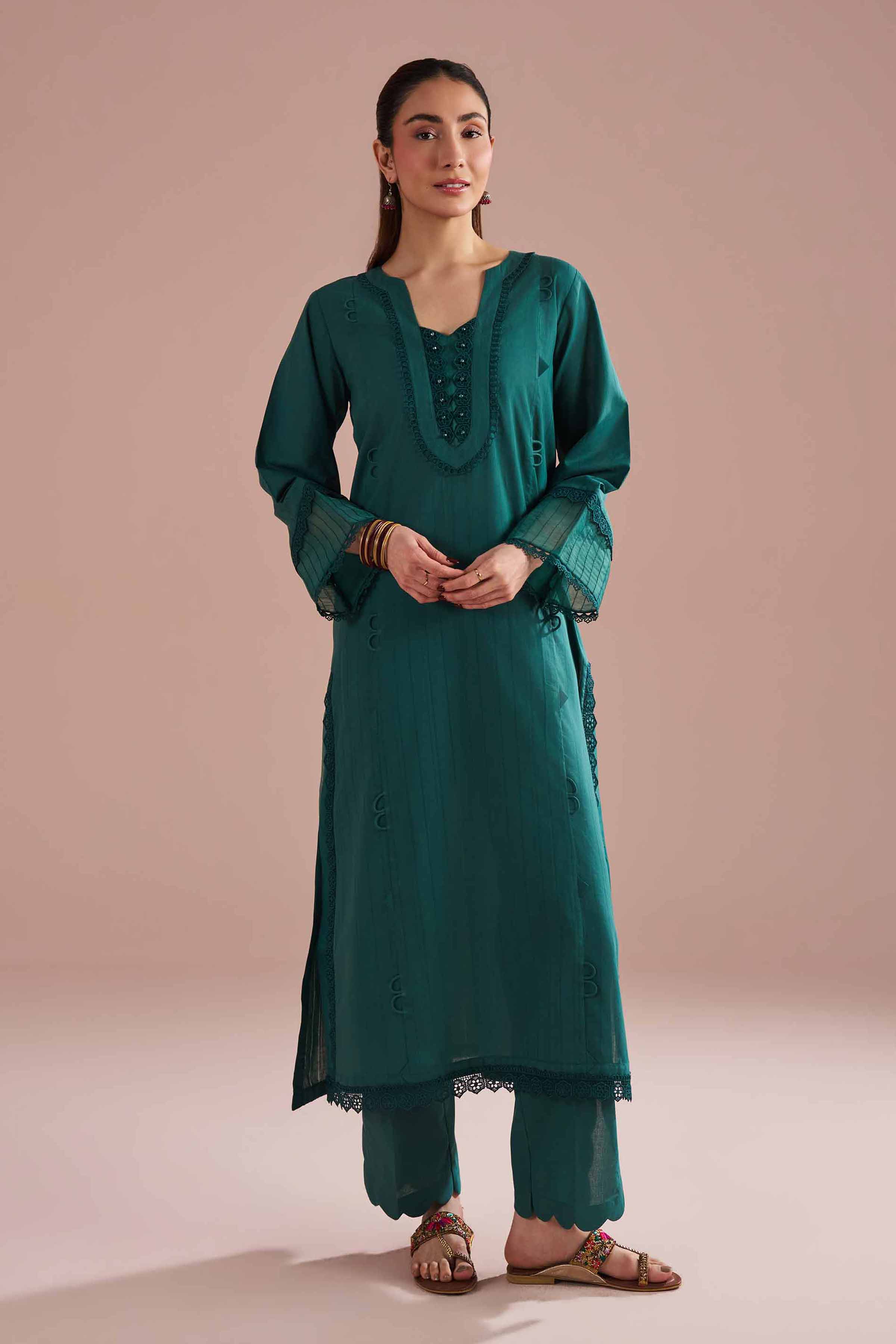 2 Piece - Solid Suit - PE26-38 Green Dobby Solids