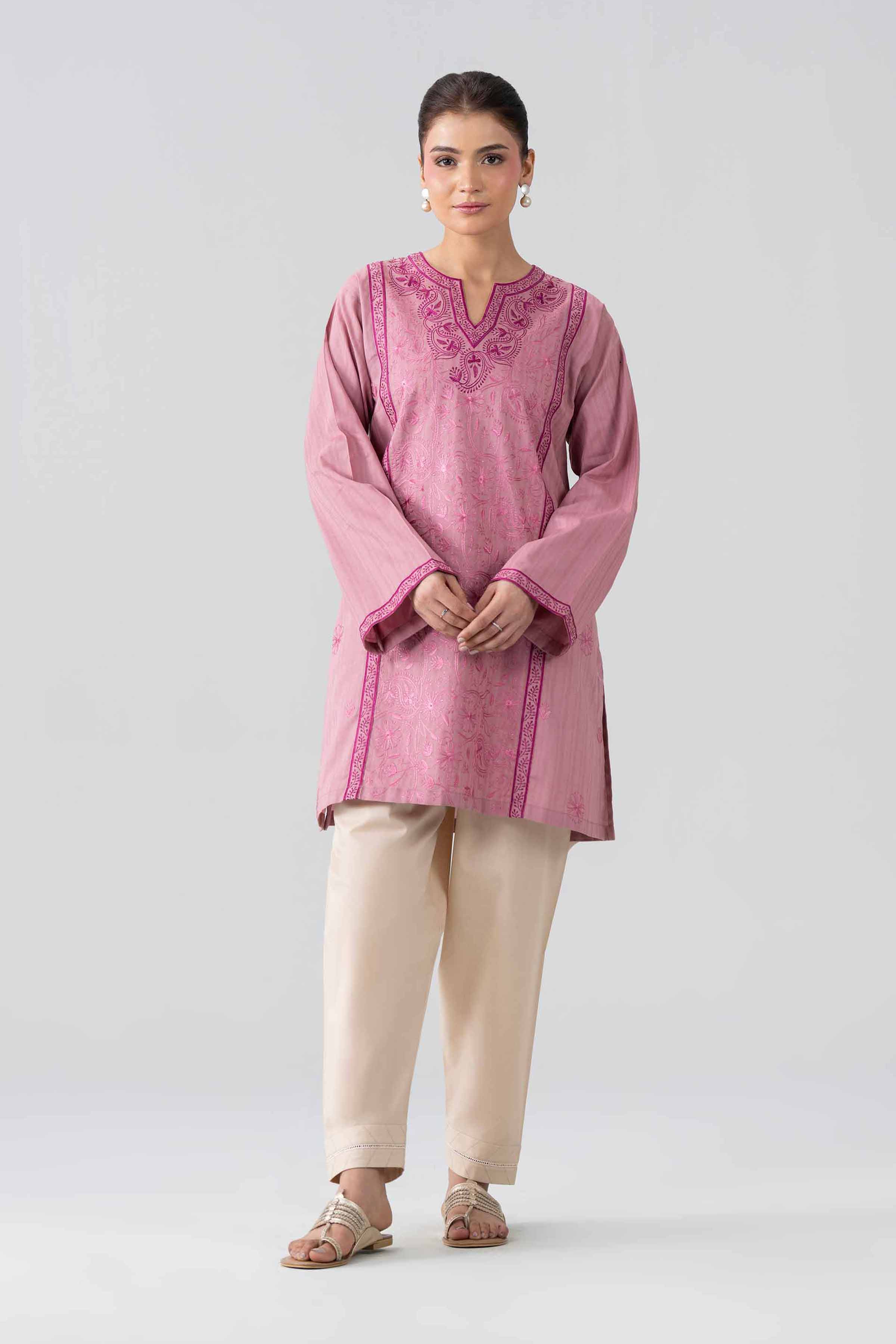Embroidered Shirt - PE26-386 Purple Dobby Embroidered Straight shirt