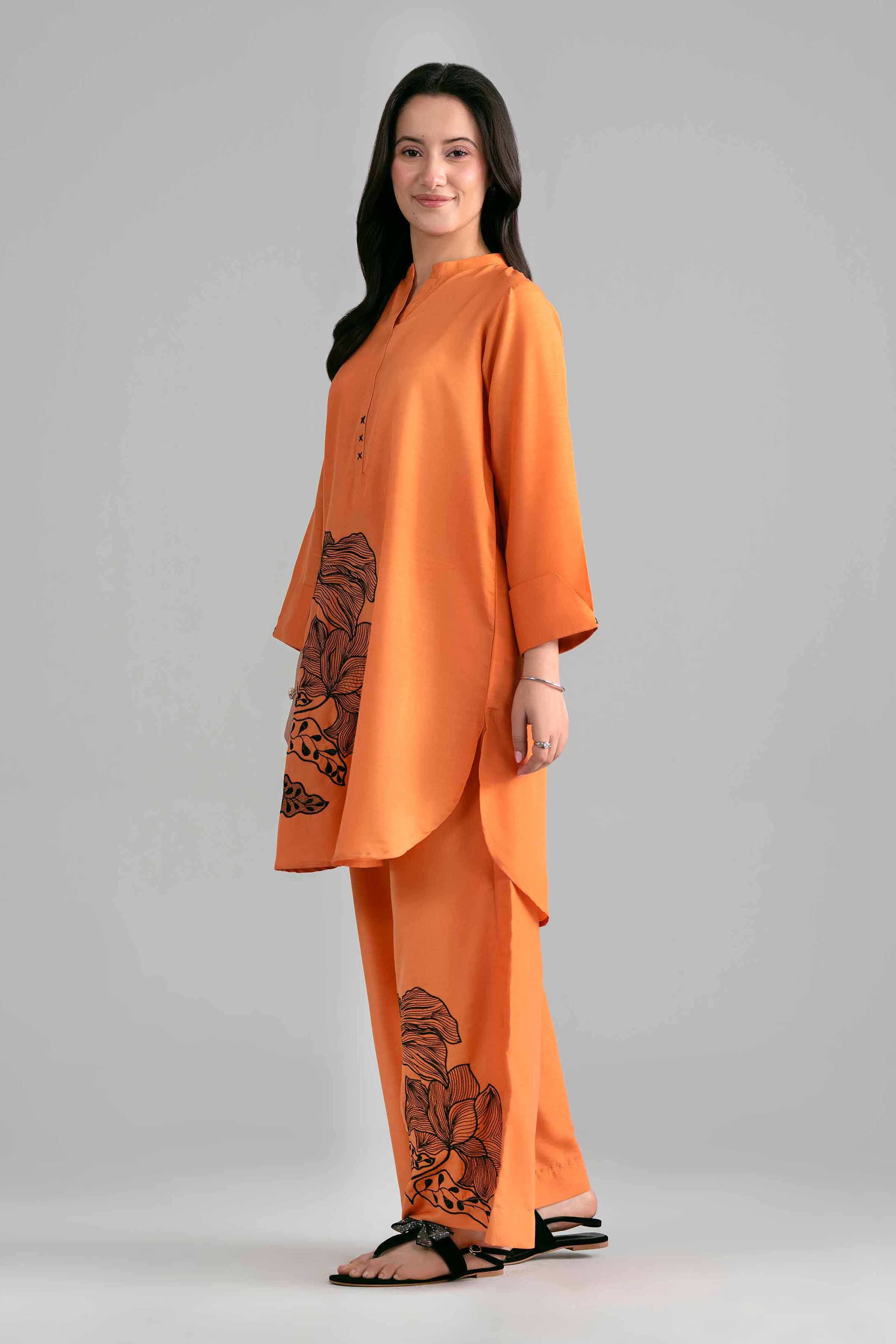 2 Piece - Embroidered Suit - PE26-394 Orange Lawn 2PC Embroidered READY TO WEAR