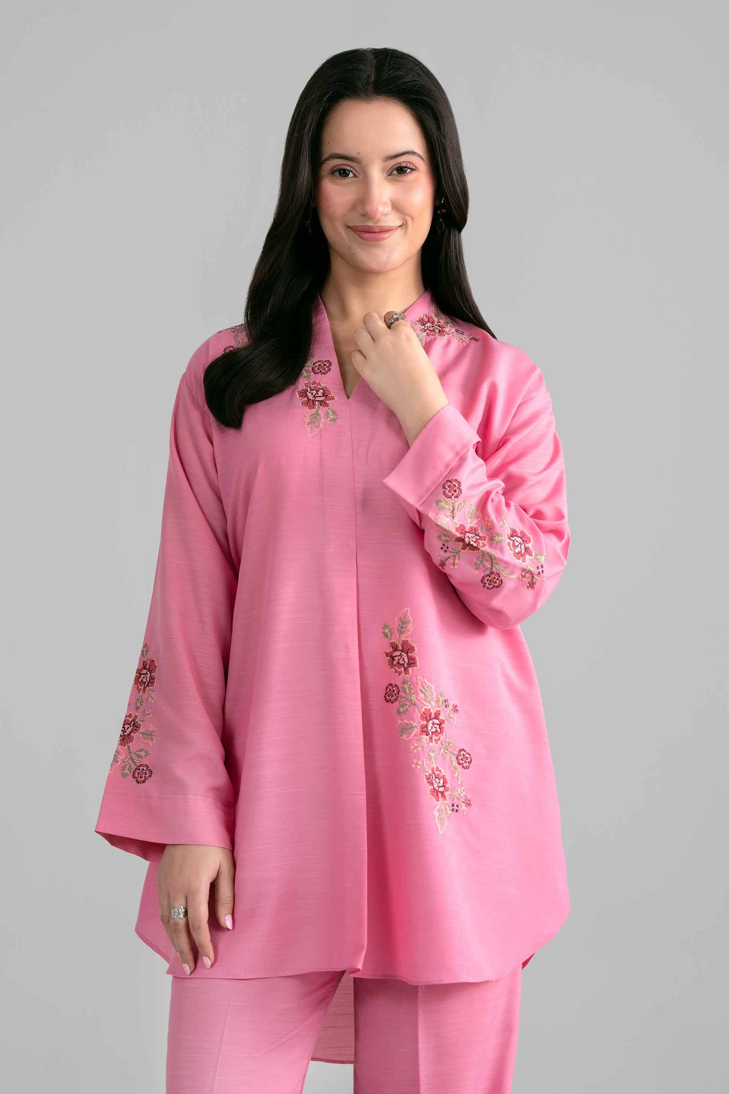 2 Piece - Embroidered Suit - PE26-401 Pink Lawn 2PC Embroidered READY TO WEAR