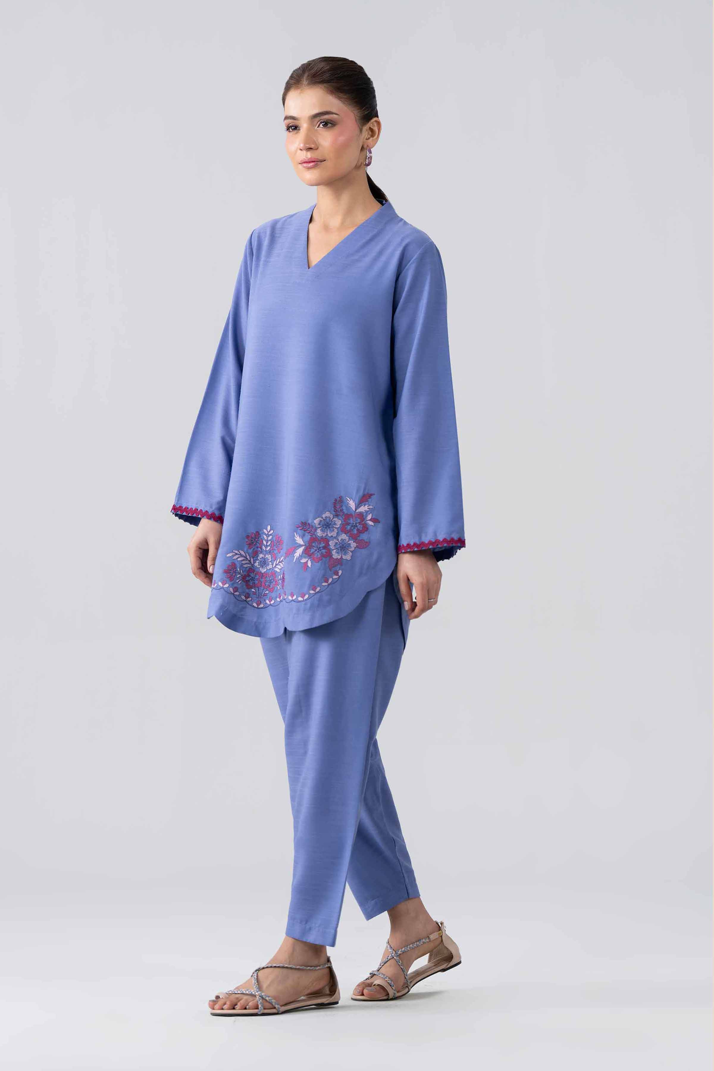 2 Piece - Embroidered Suit - PE26-410 Purple Lawn Embroidered Tunic