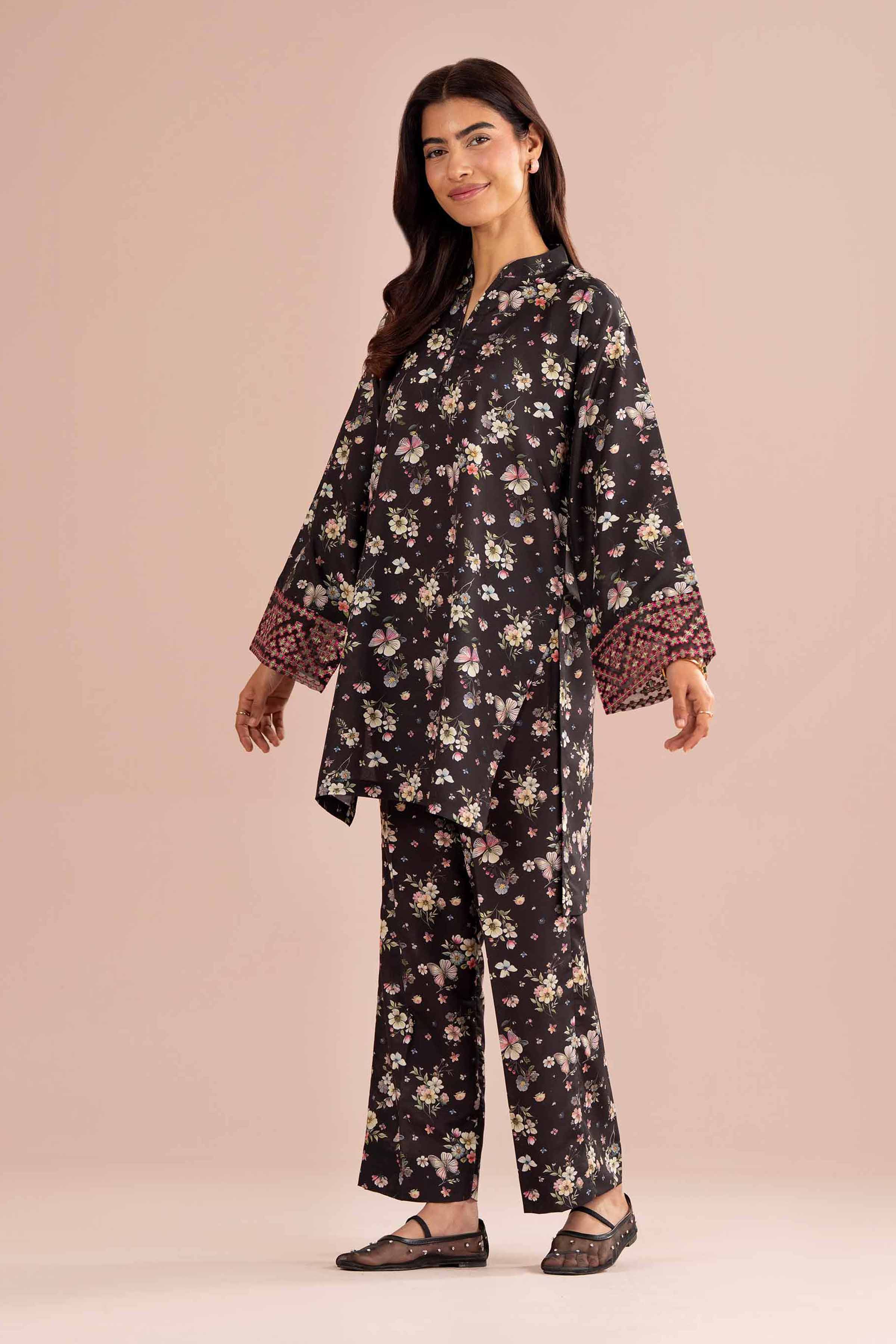 2 Piece - Printed Embroidered Suit - PE26-414 Black Lawn 2PC Embroidered