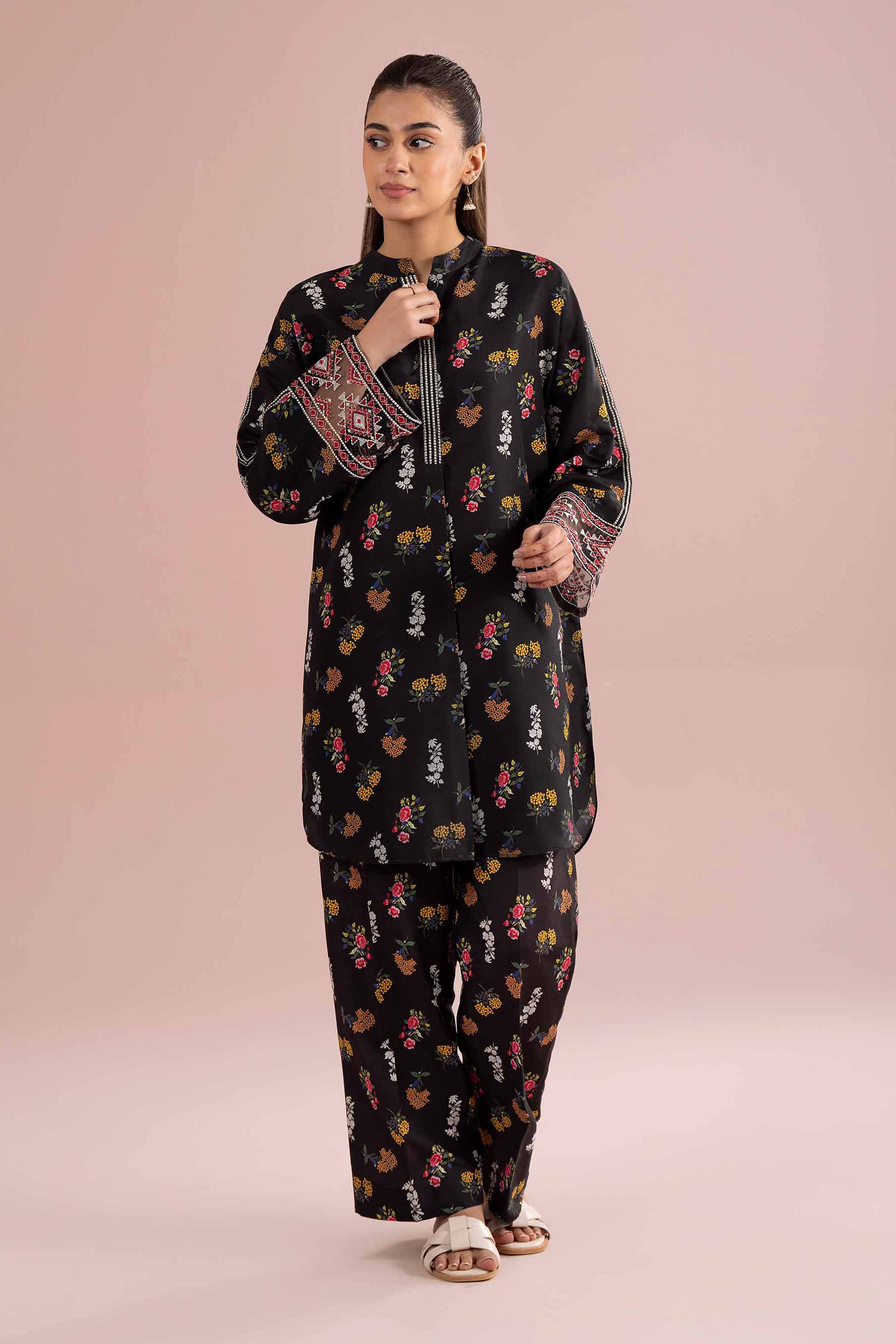 2 Piece - Printed Embroidered Suit - PE26-417