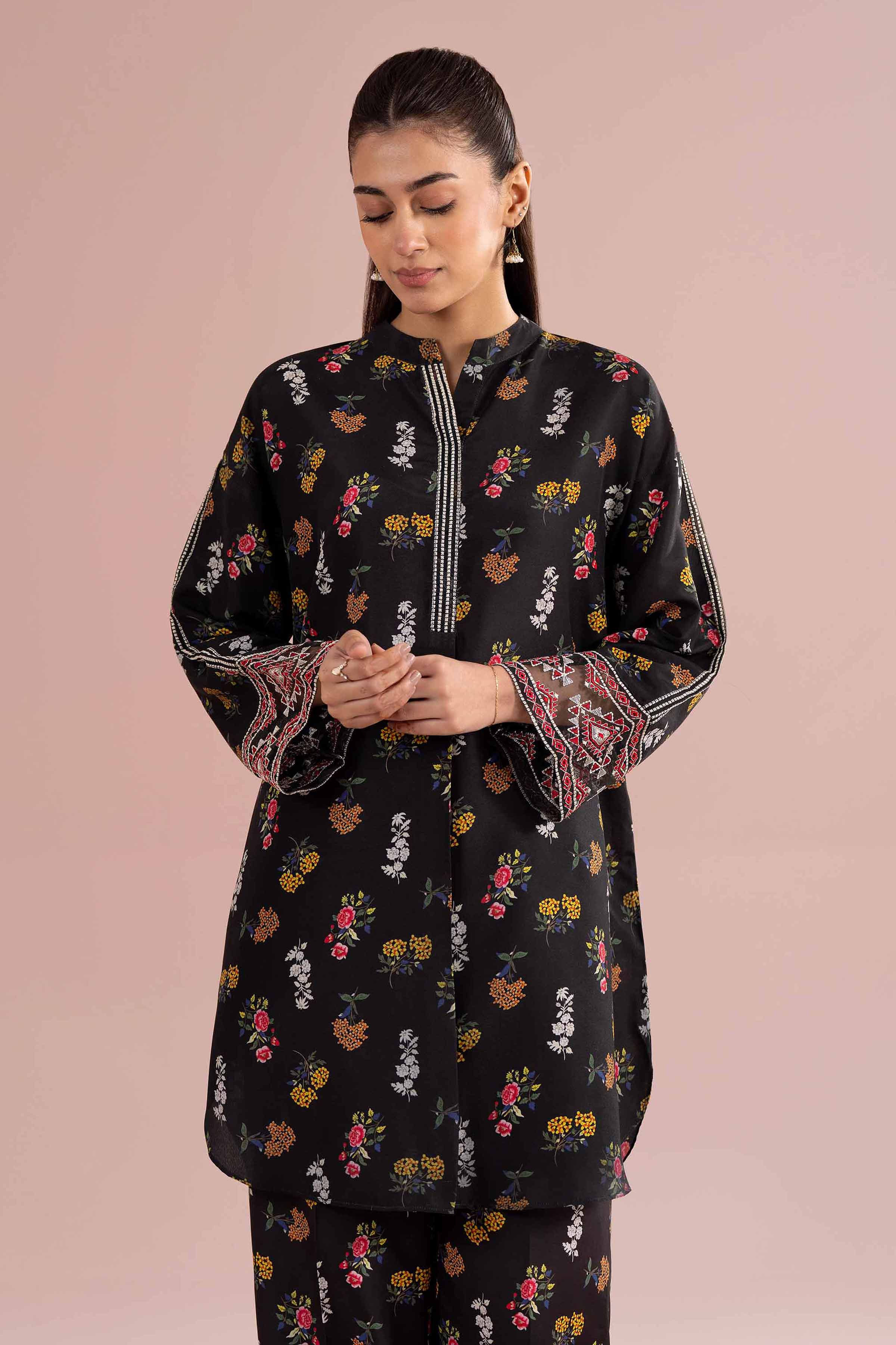 2 Piece - Printed Embroidered Suit - PE26-417 Black Lawn 2PC Embroidered