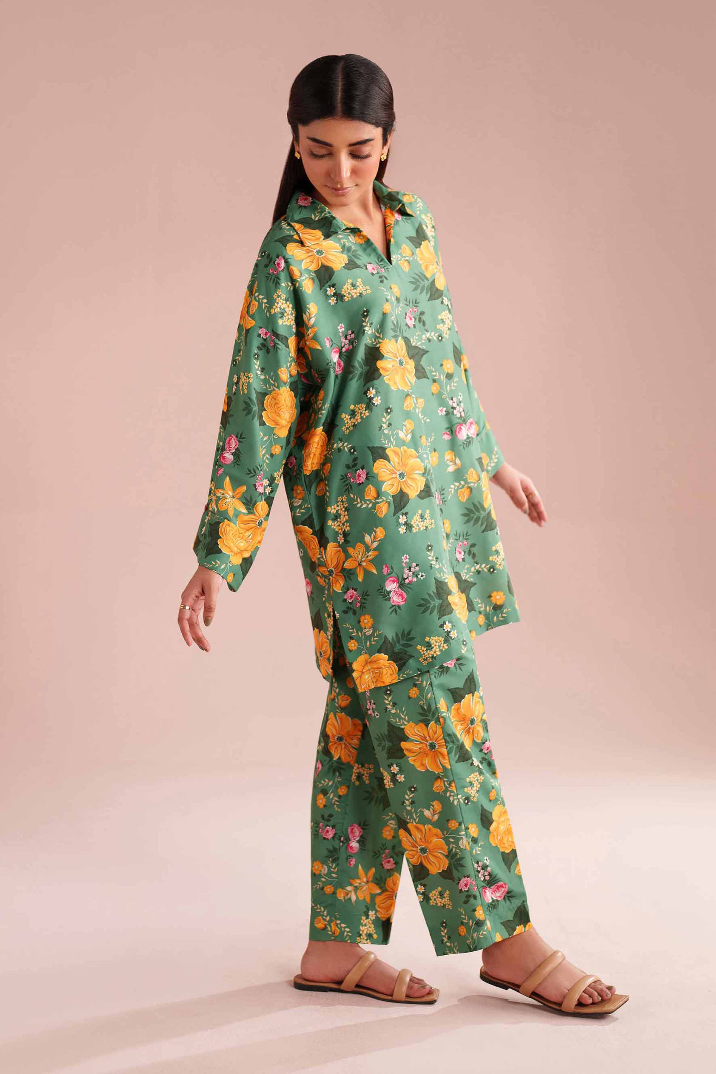 2 Piece - Printed Suit - PE26-431 Green Lawn Printed