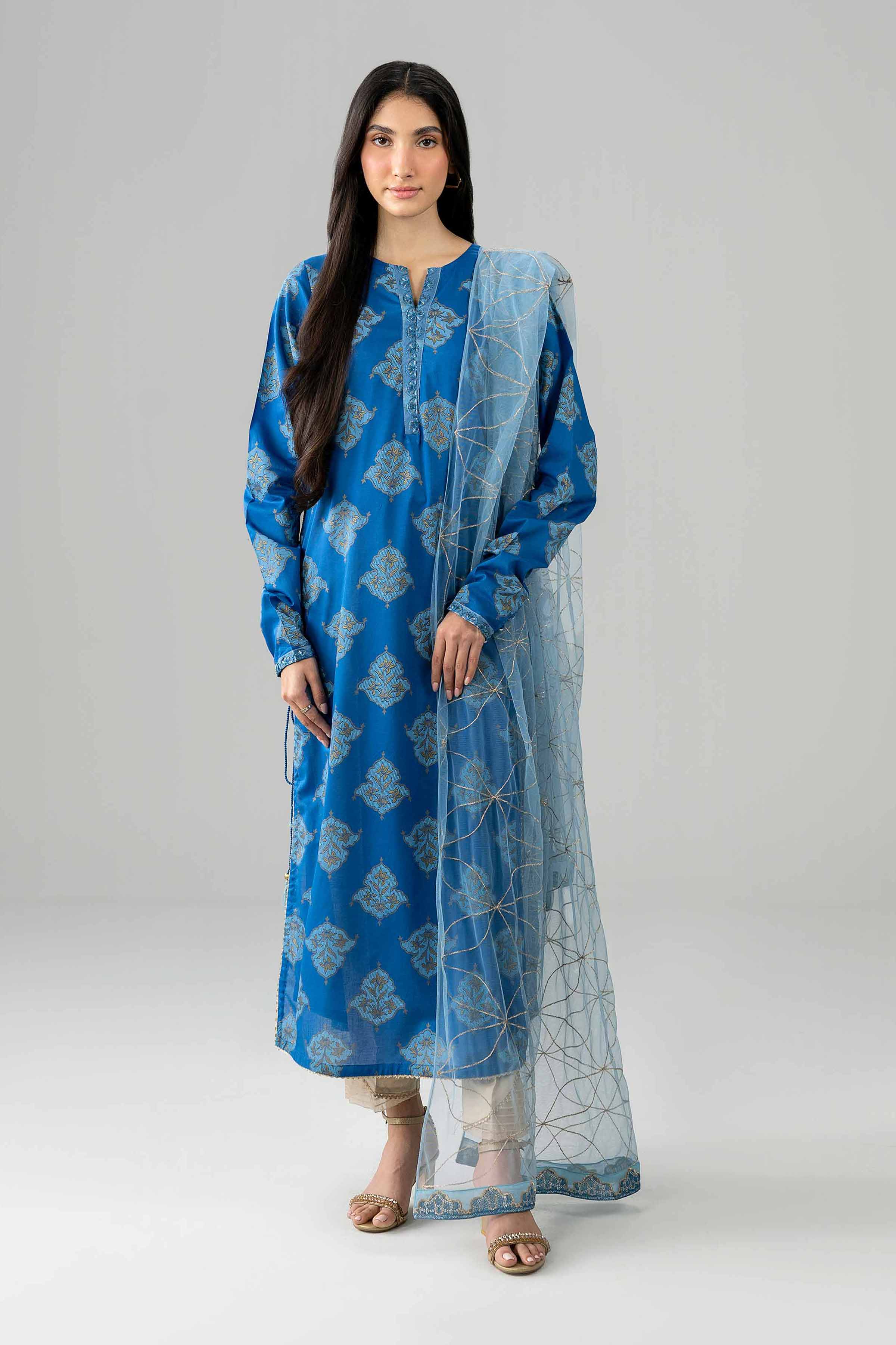 2 Piece - Embroidered Suit - PE26-441 Blue Lawn 2PC Embroidered
