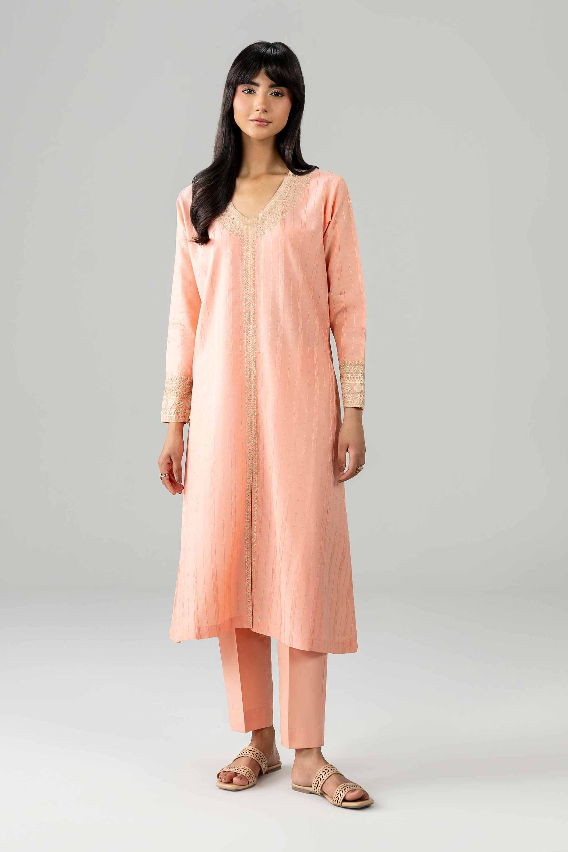 2 Piece - Embroidered Suit - PE26-462 Orange Lawn 2PC Embroidered READY TO WEAR