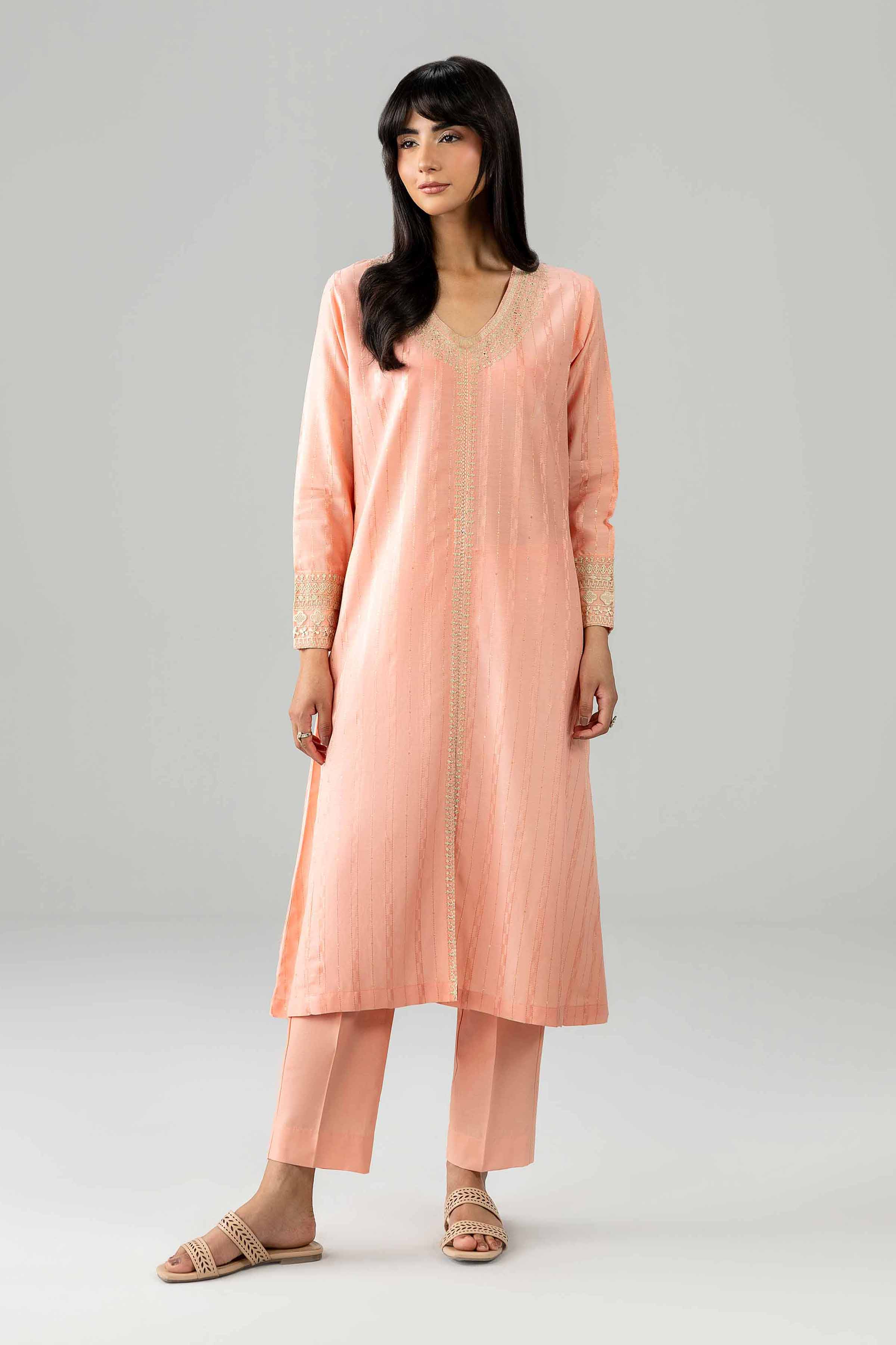 2 Piece - Embroidered Suit - PE26-462 Orange Lawn 2PC Embroidered READY TO WEAR