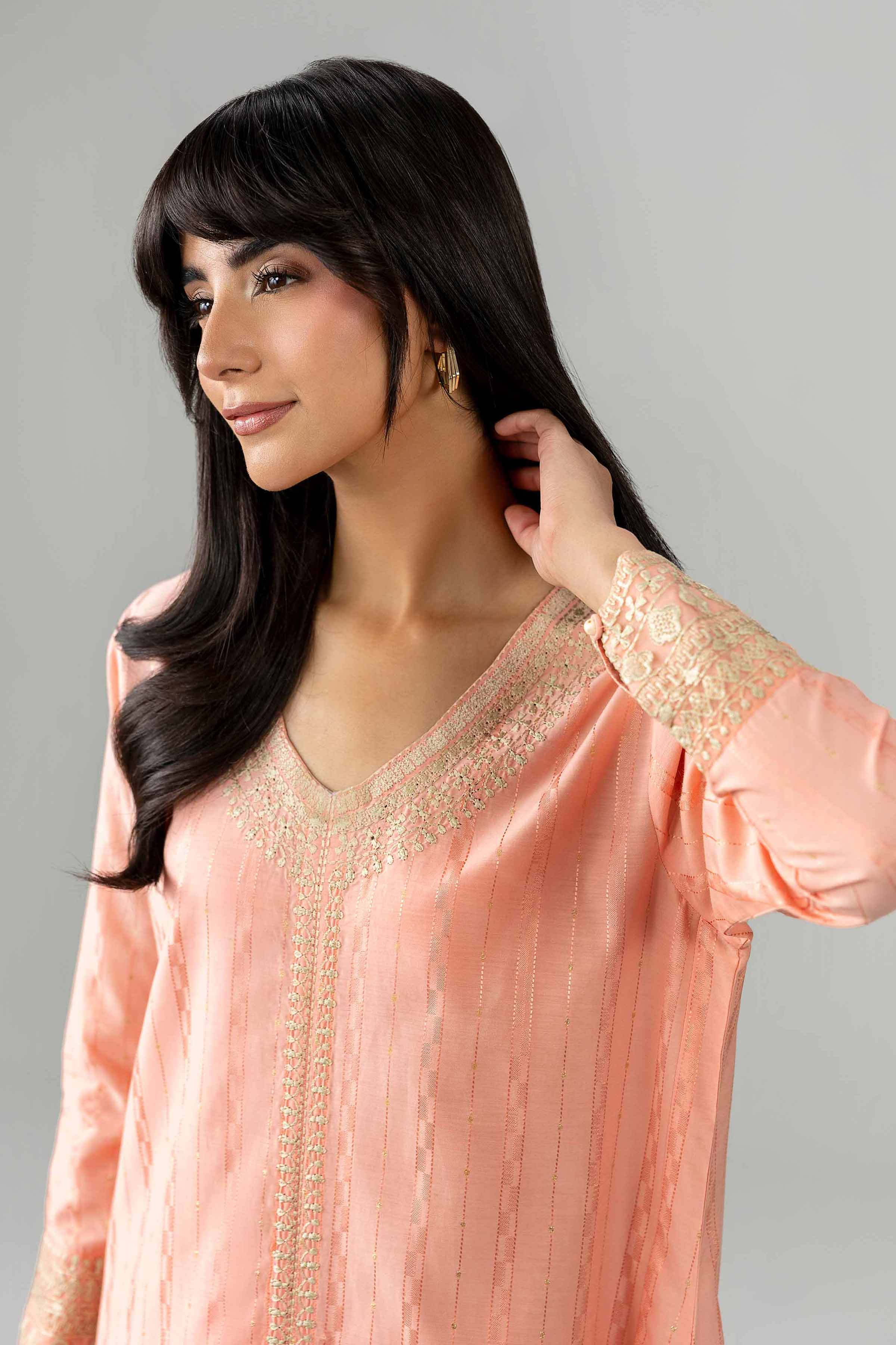 2 Piece - Embroidered Suit - PE26-462 Orange Lawn 2PC Embroidered READY TO WEAR