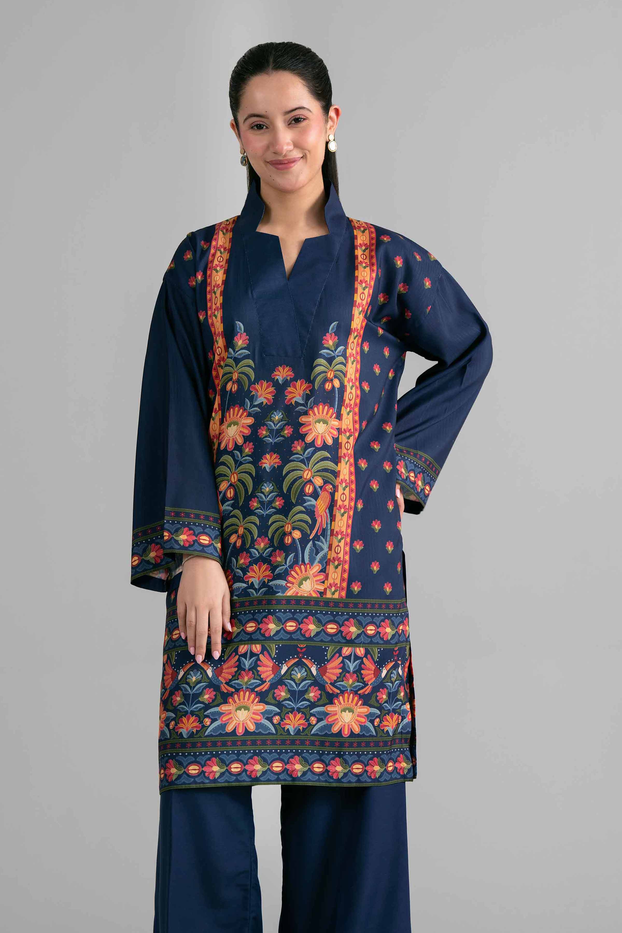2 Piece - Printed Suit - PE26-480 Blue Linen 2PC Printed READY TO WEAR