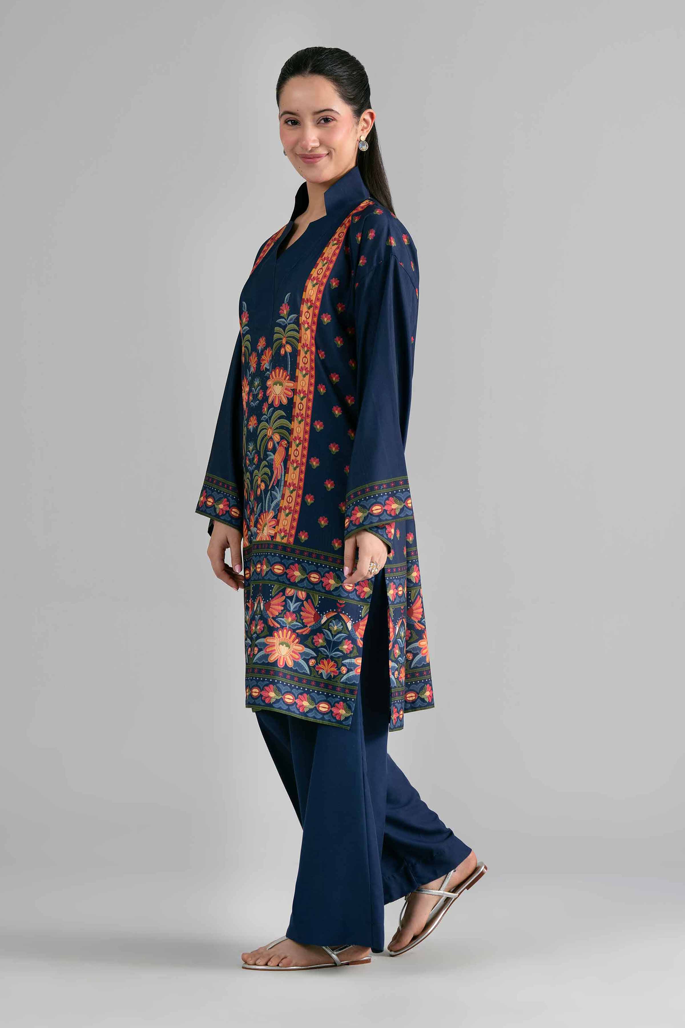 2 Piece - Printed Suit - PE26-480 Blue Linen 2PC Printed READY TO WEAR
