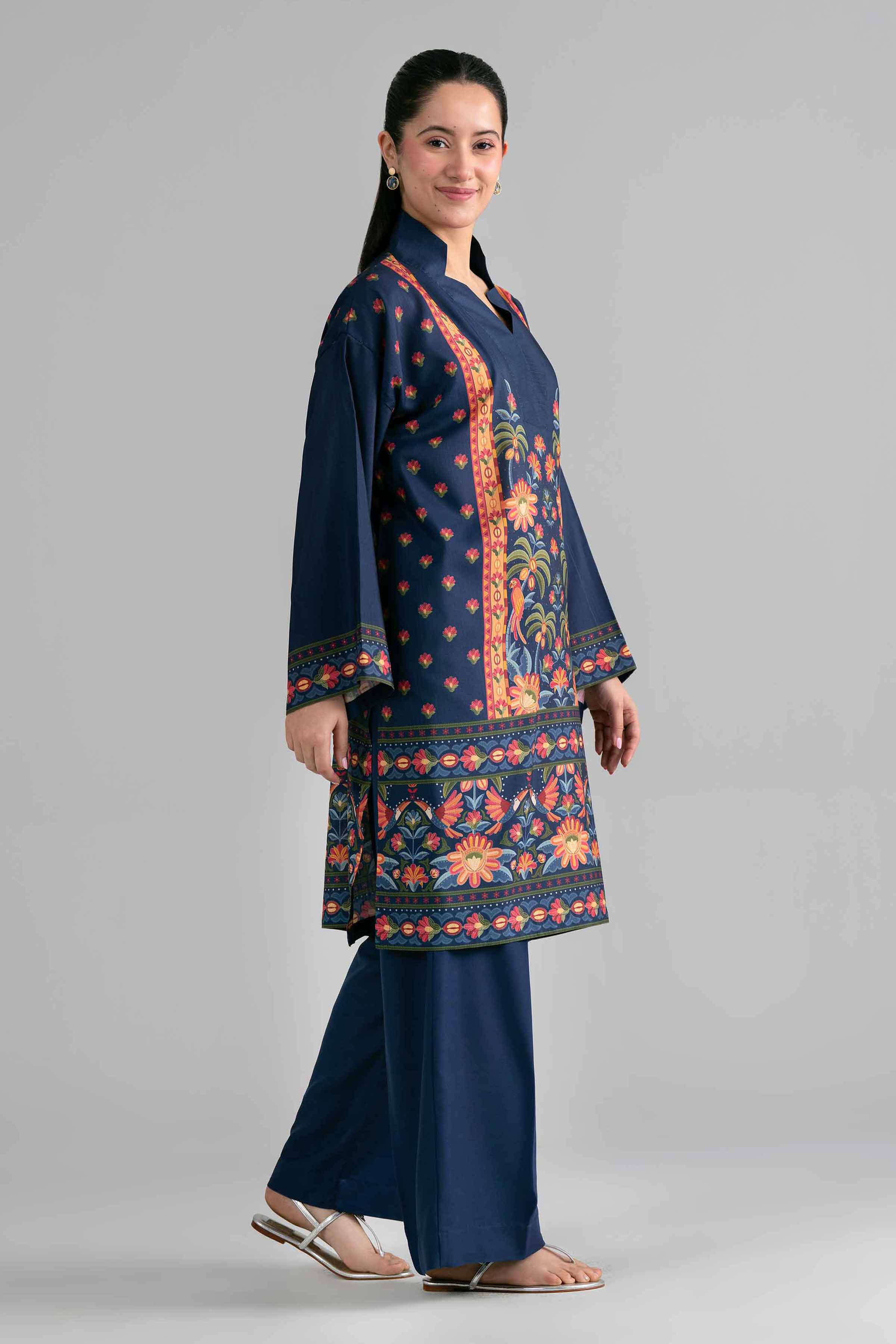 2 Piece - Printed Suit - PE26-480 Blue Linen 2PC Printed READY TO WEAR