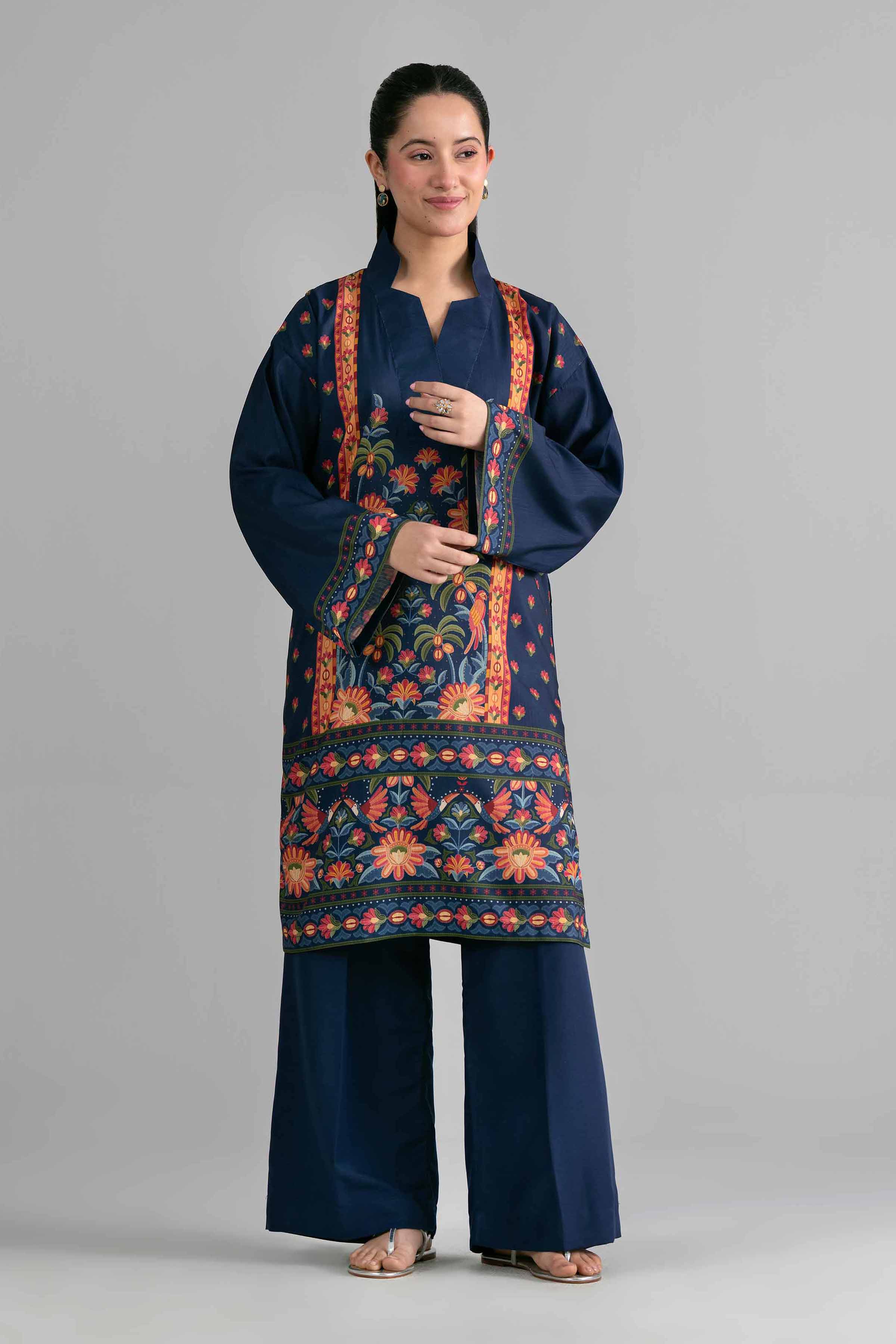 2 Piece - Printed Suit - PE26-480 Blue Linen 2PC Printed READY TO WEAR