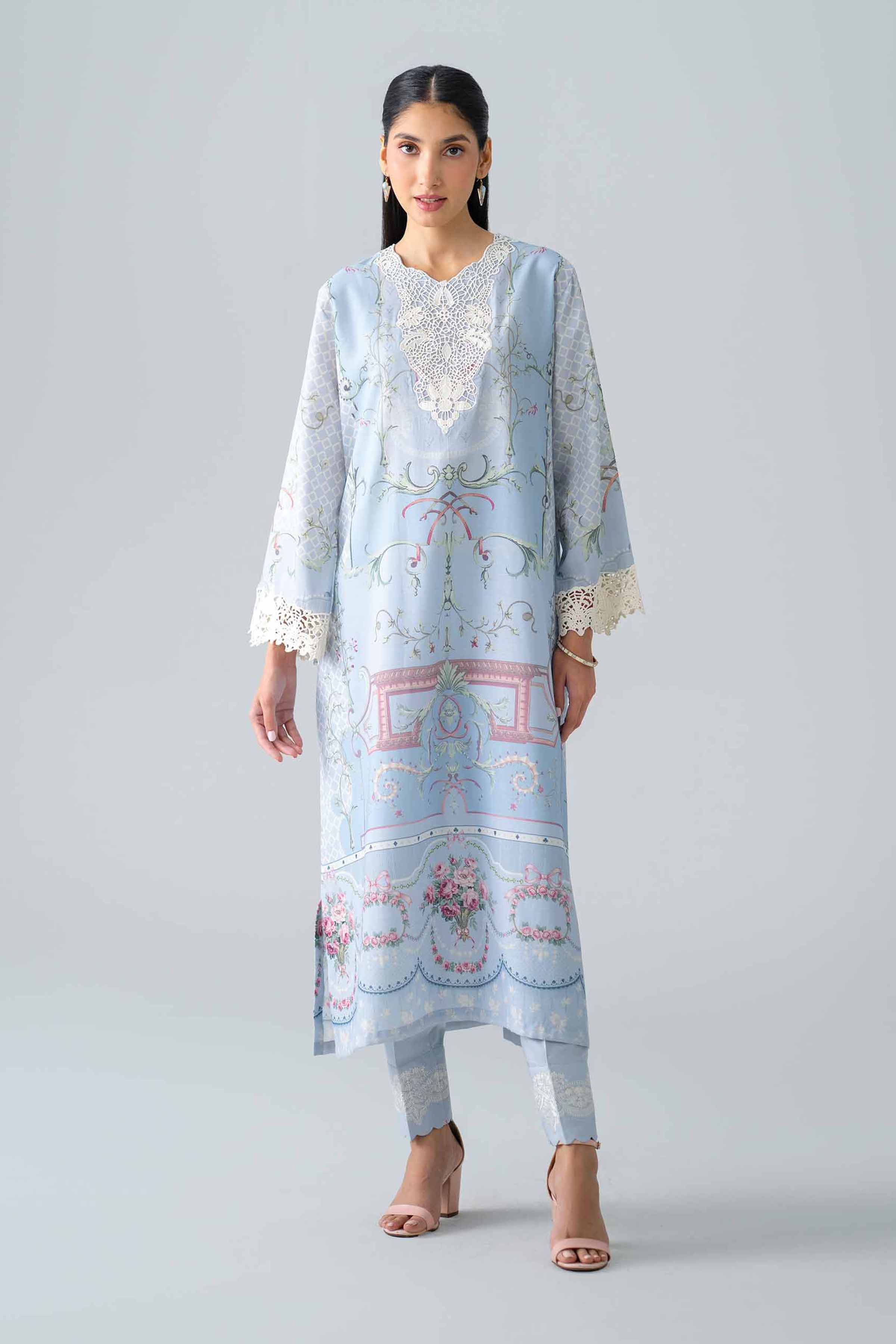 2 Piece - Printed Embroidered Suit - PE26-484