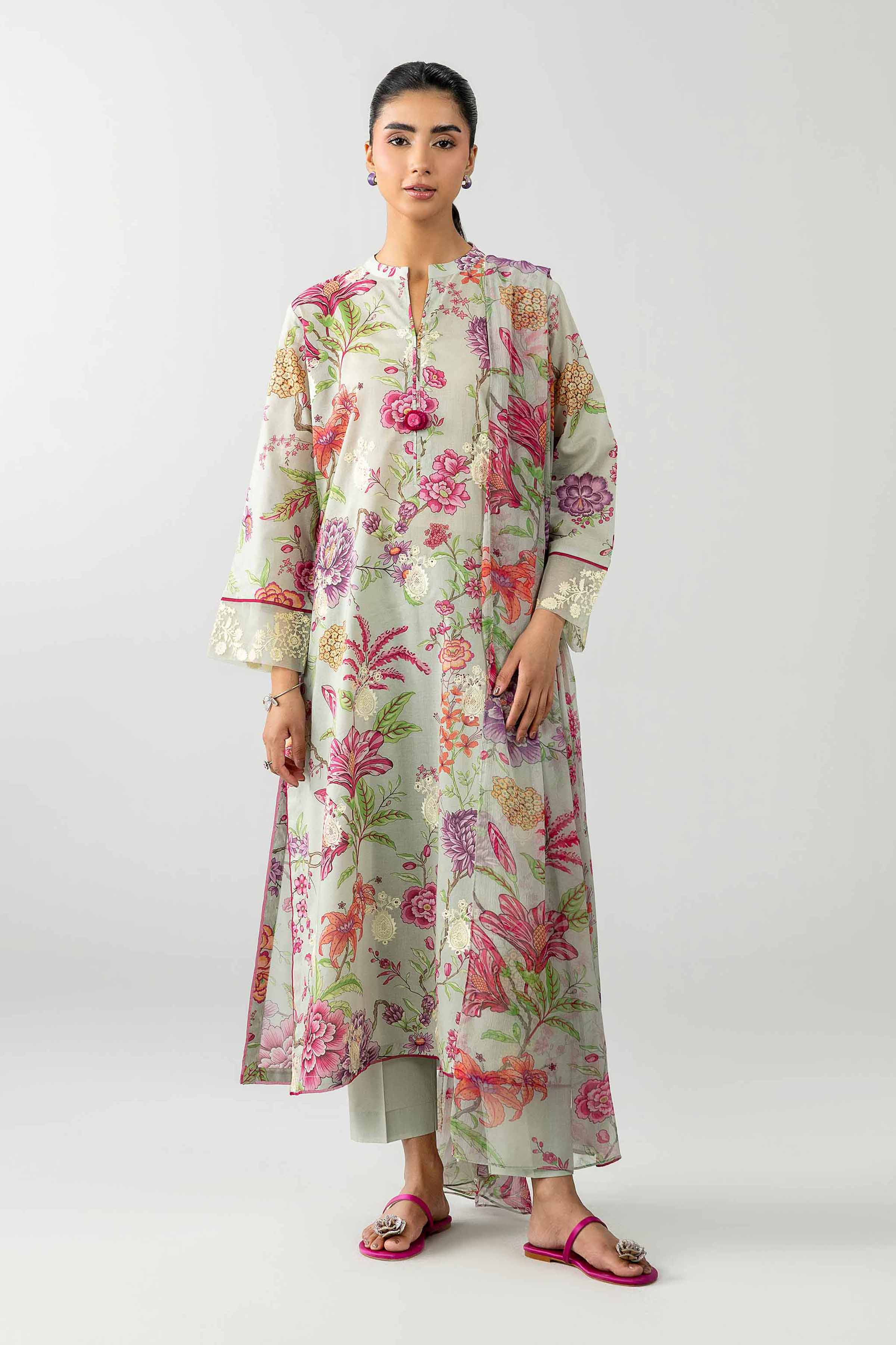 3 Piece - Printed Embroidered Suit - PE26-493 Grey Lawn 3PC Embroidered READY TO WEAR