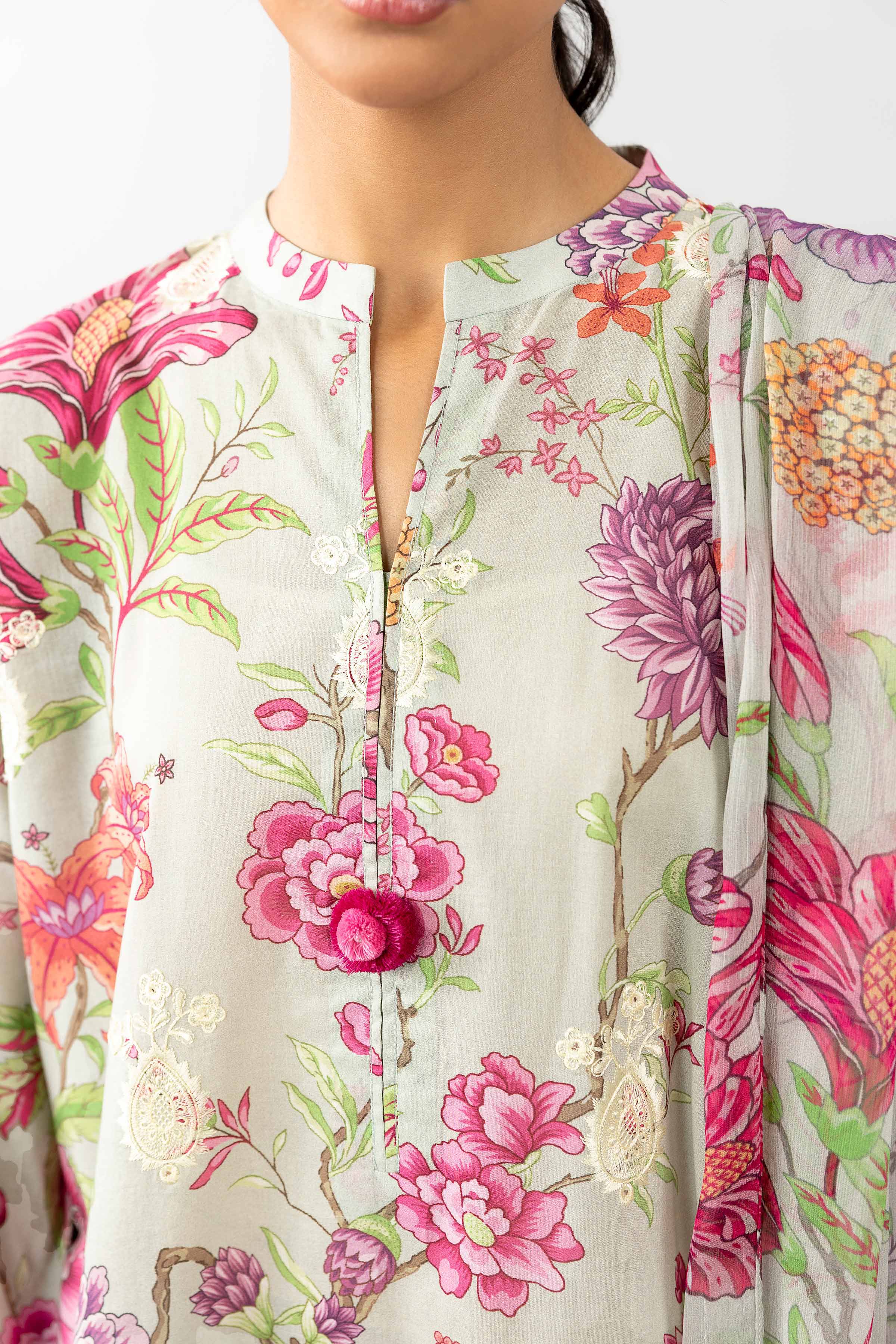 3 Piece - Printed Embroidered Suit - PE26-493 Grey Lawn 3PC Embroidered READY TO WEAR