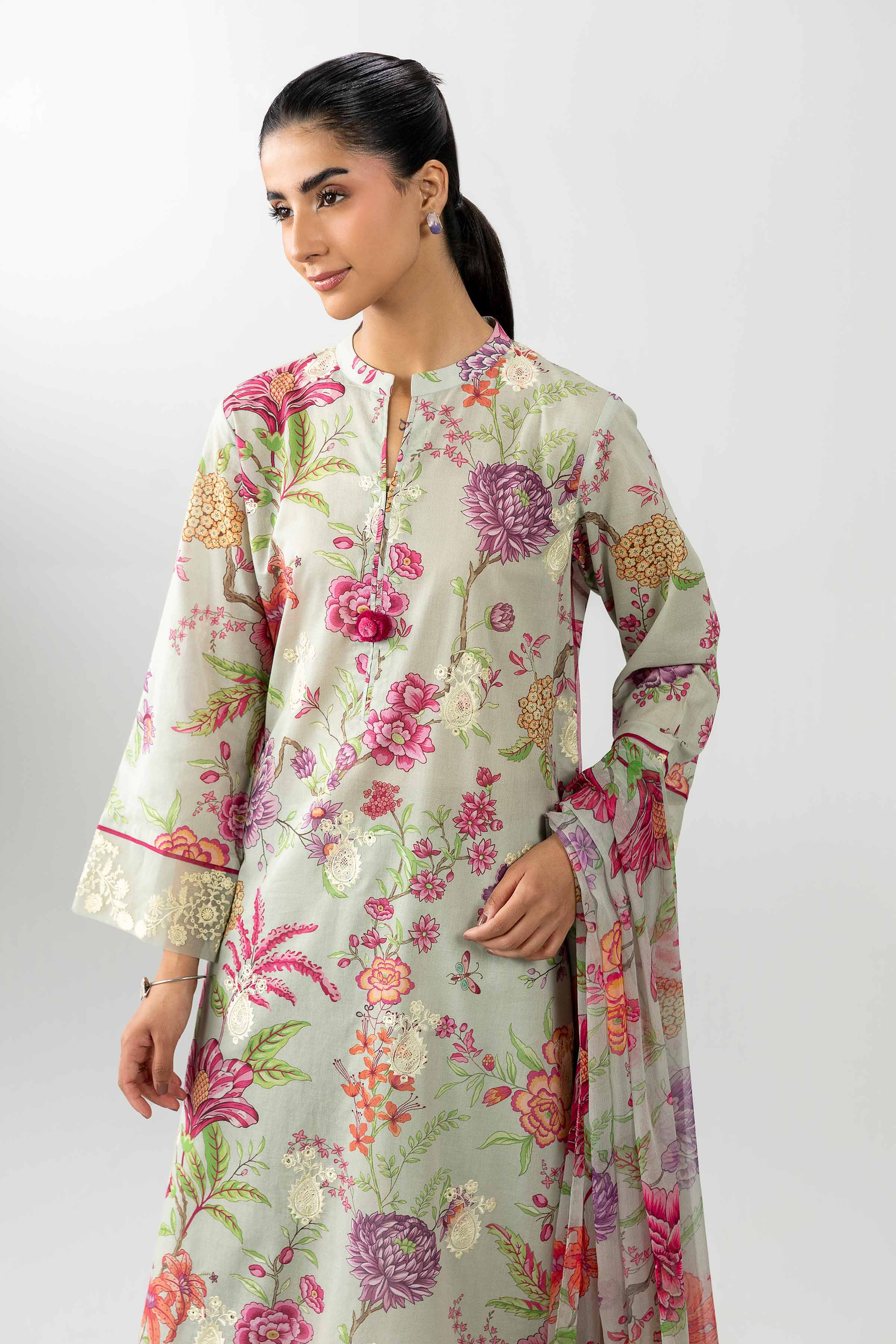 3 Piece - Printed Embroidered Suit - PE26-493 Grey Lawn 3PC Embroidered READY TO WEAR