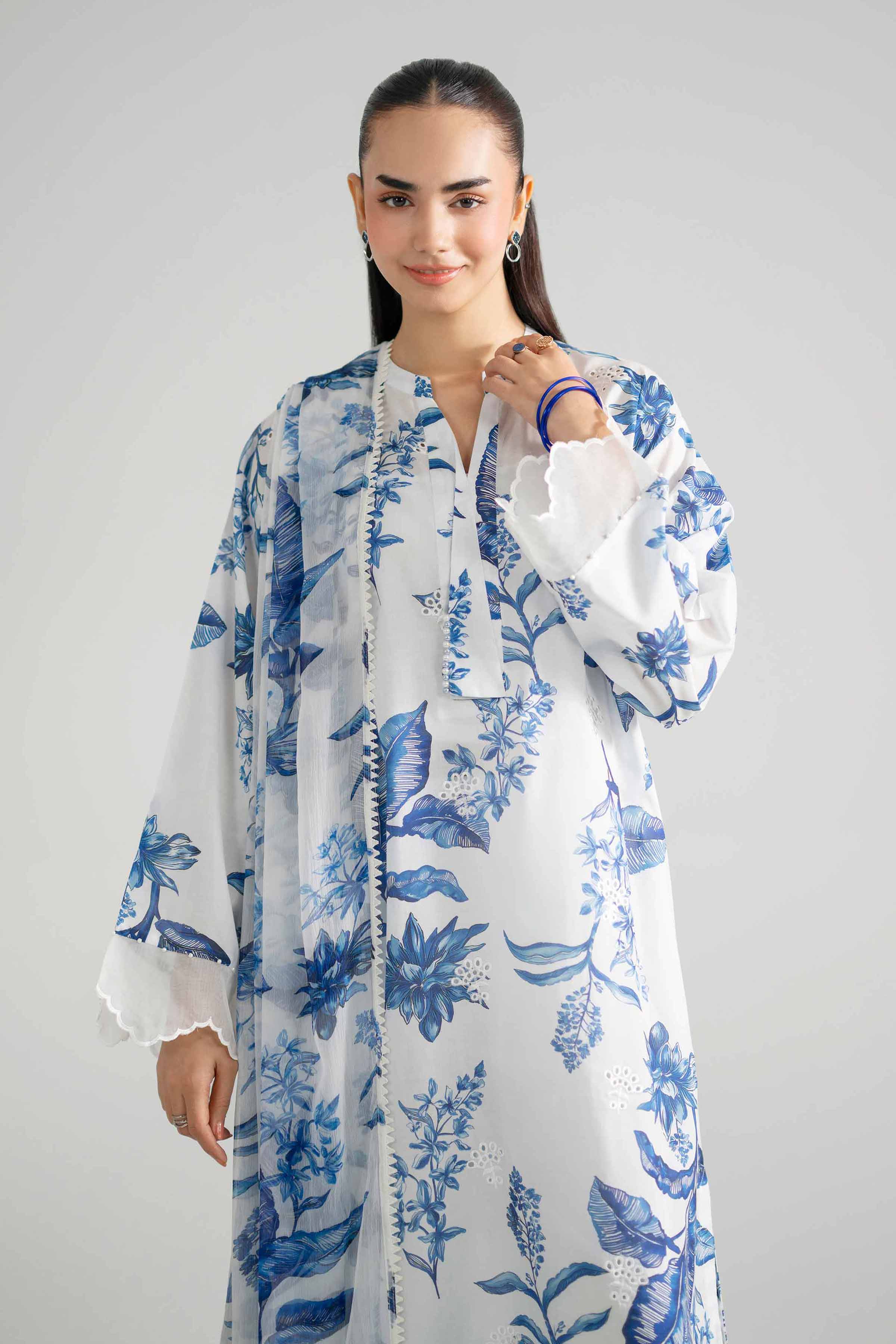 3 Piece - Printed Embroidered Suit - PE26-494