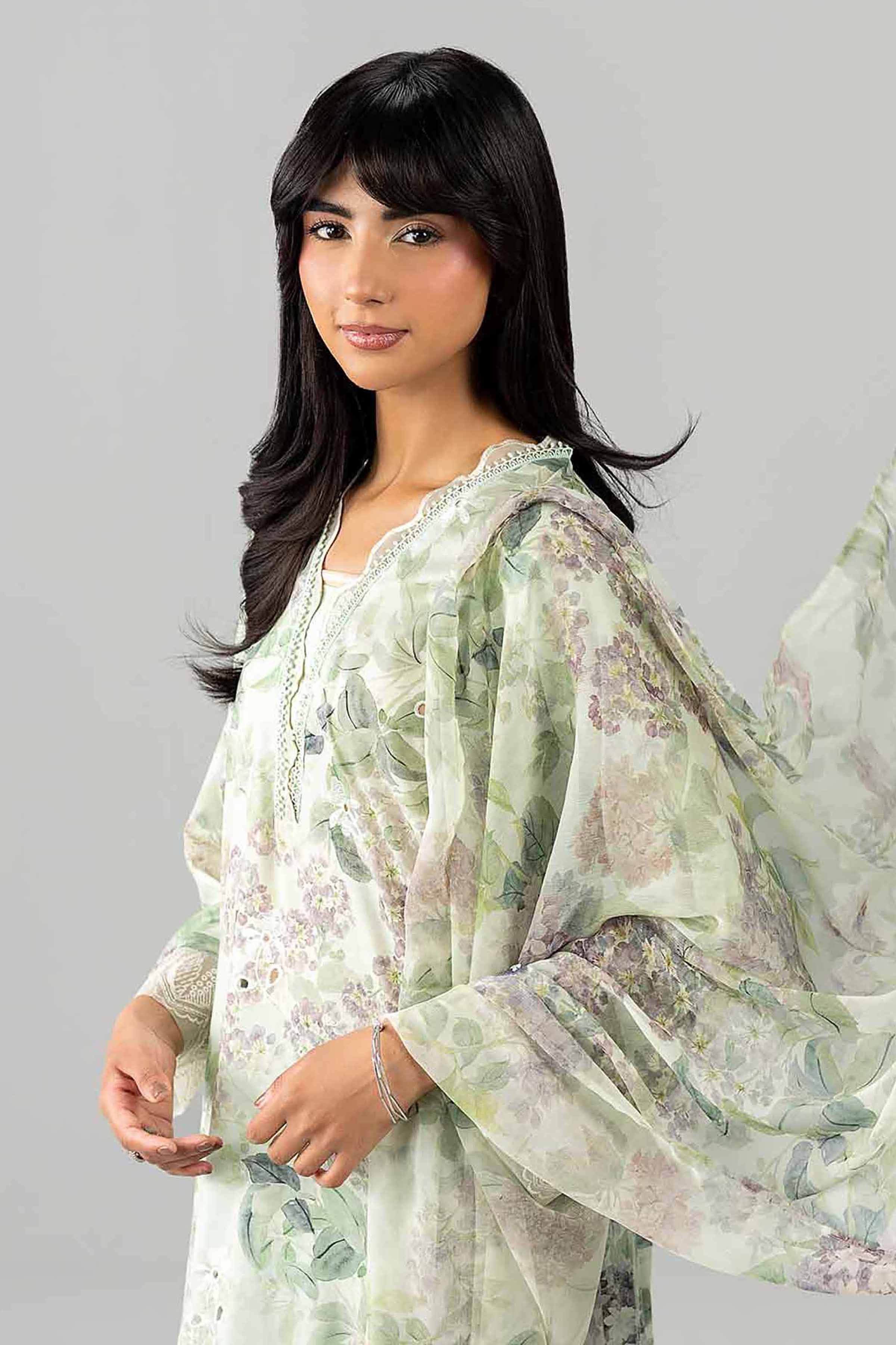 3 Piece - Printed Embroidered Suit - PE26-495 Green Lawn 3PC Embroidered READY TO WEAR