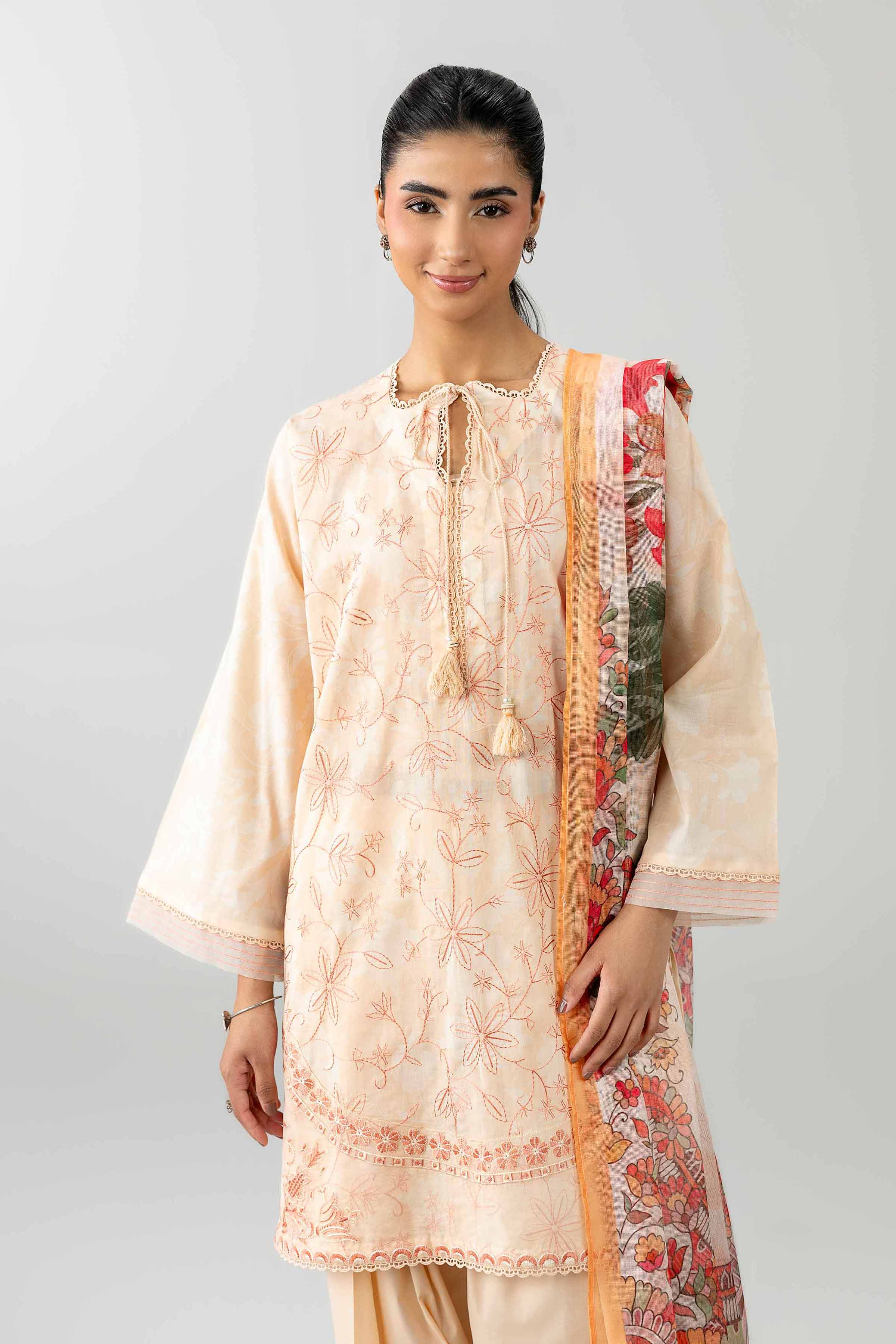 3 Piece - Printed Embroidered Suit - PE26-500