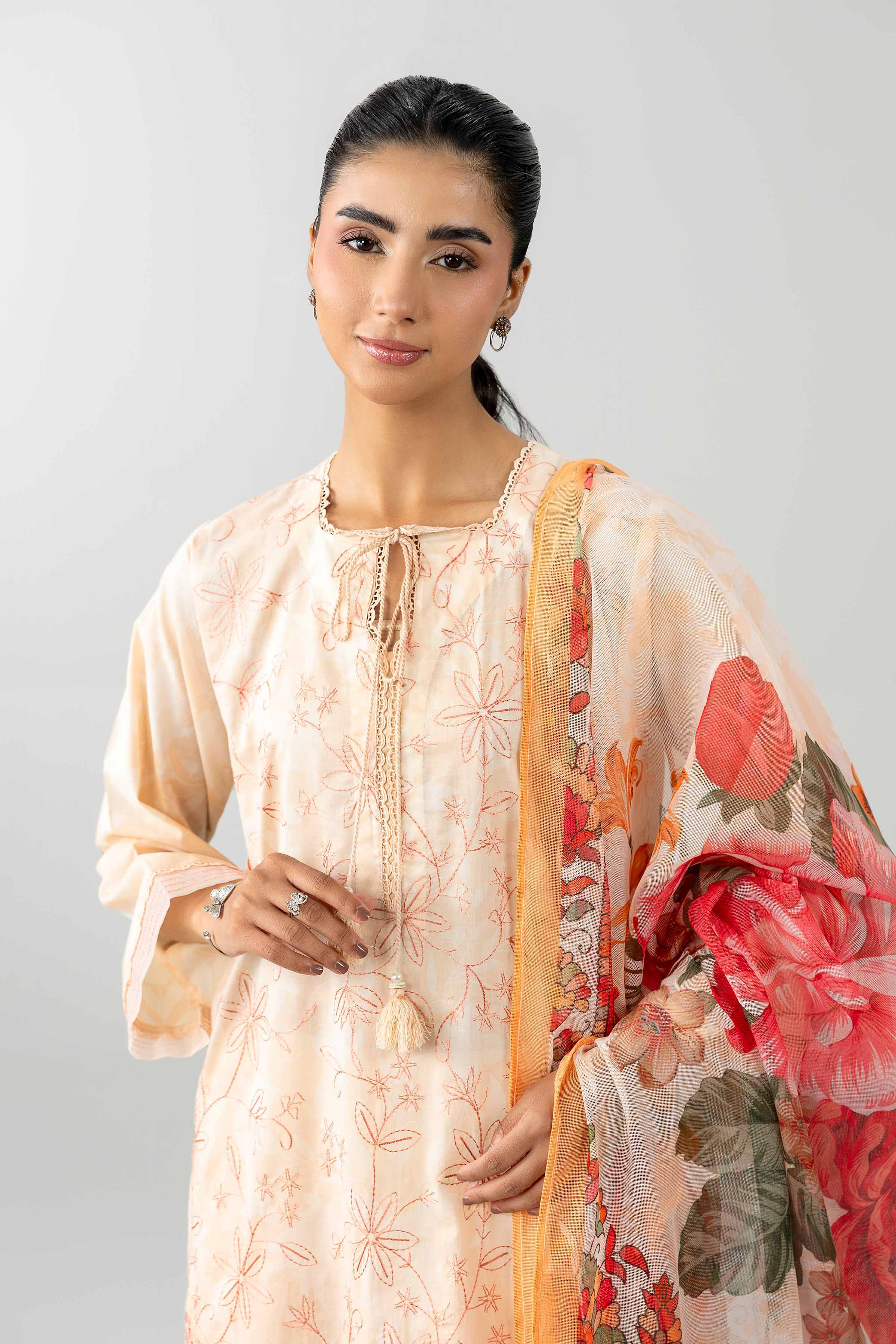 3 Piece - Printed Embroidered Suit - PE26-500