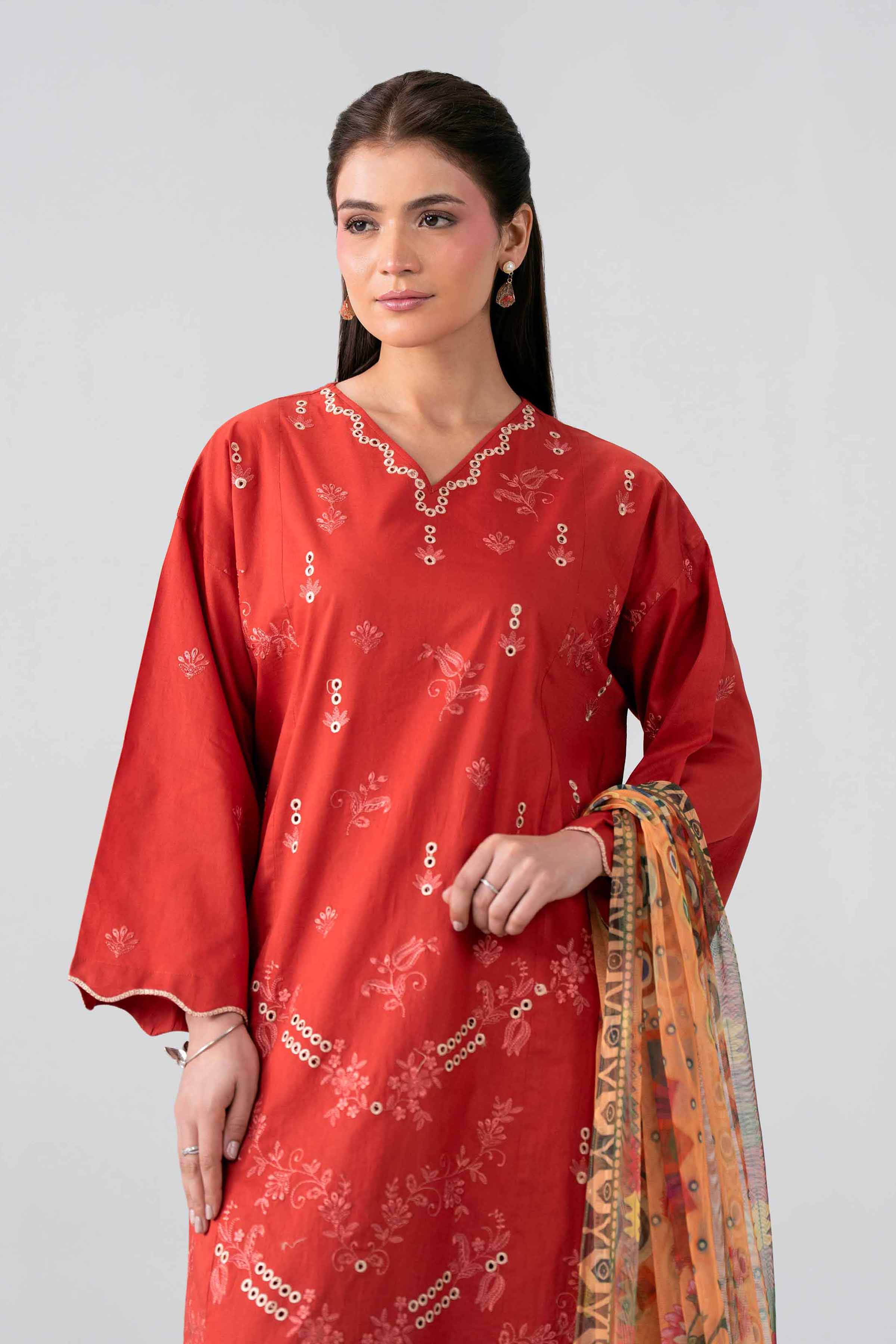 3 Piece - Printed Embroidered Suit - PE26-513