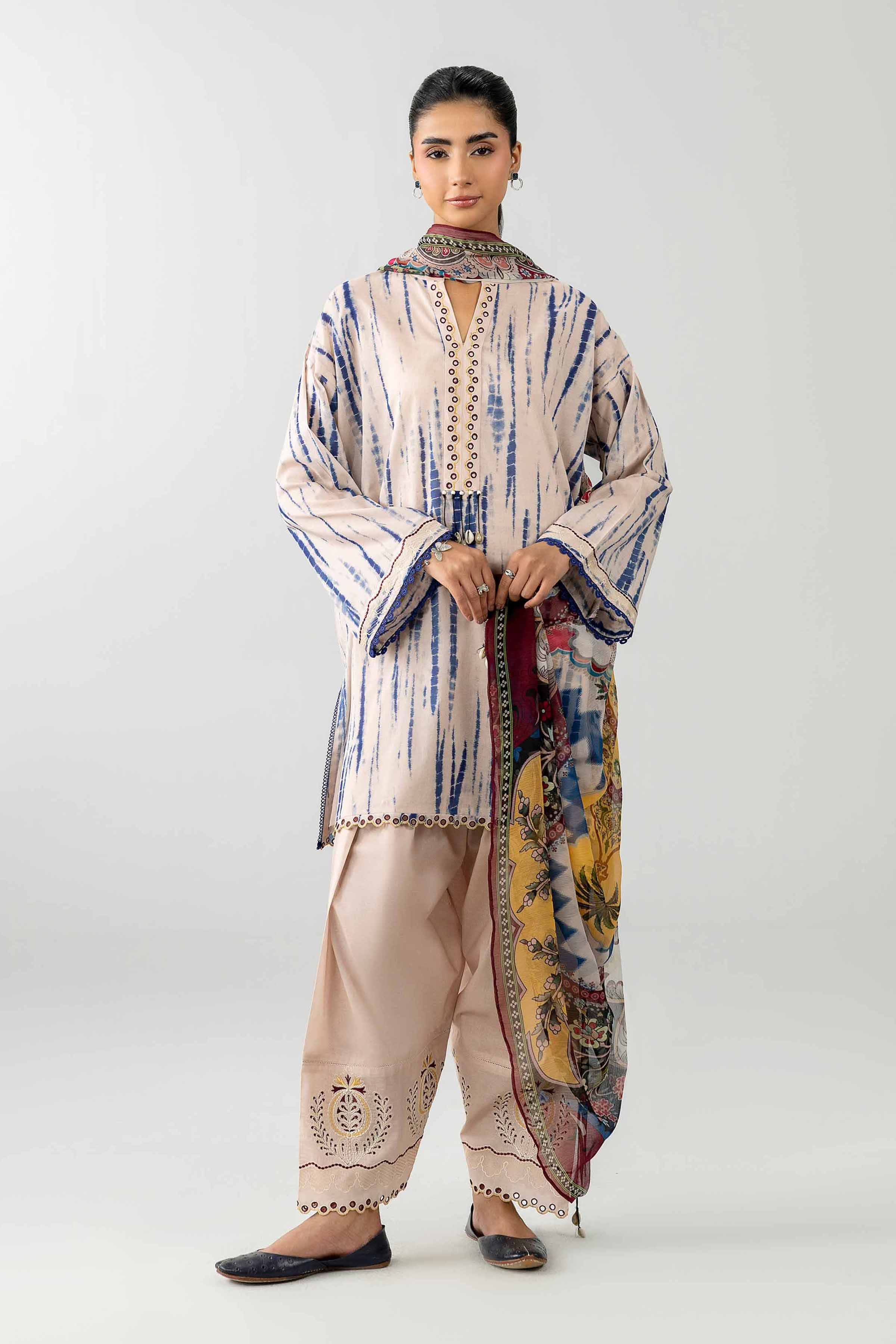 3 Piece - Printed Embroidered Suit - PE26-521 Pink Lawn 3PC Embroidered