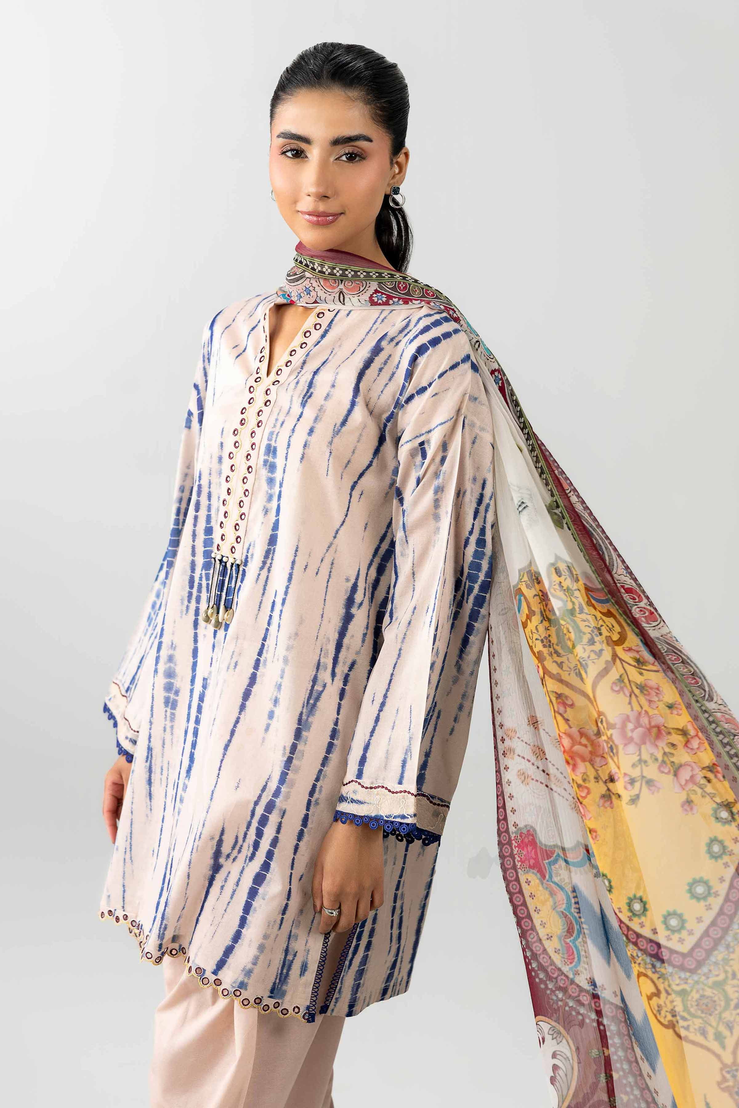 3 Piece - Printed Embroidered Suit - PE26-521