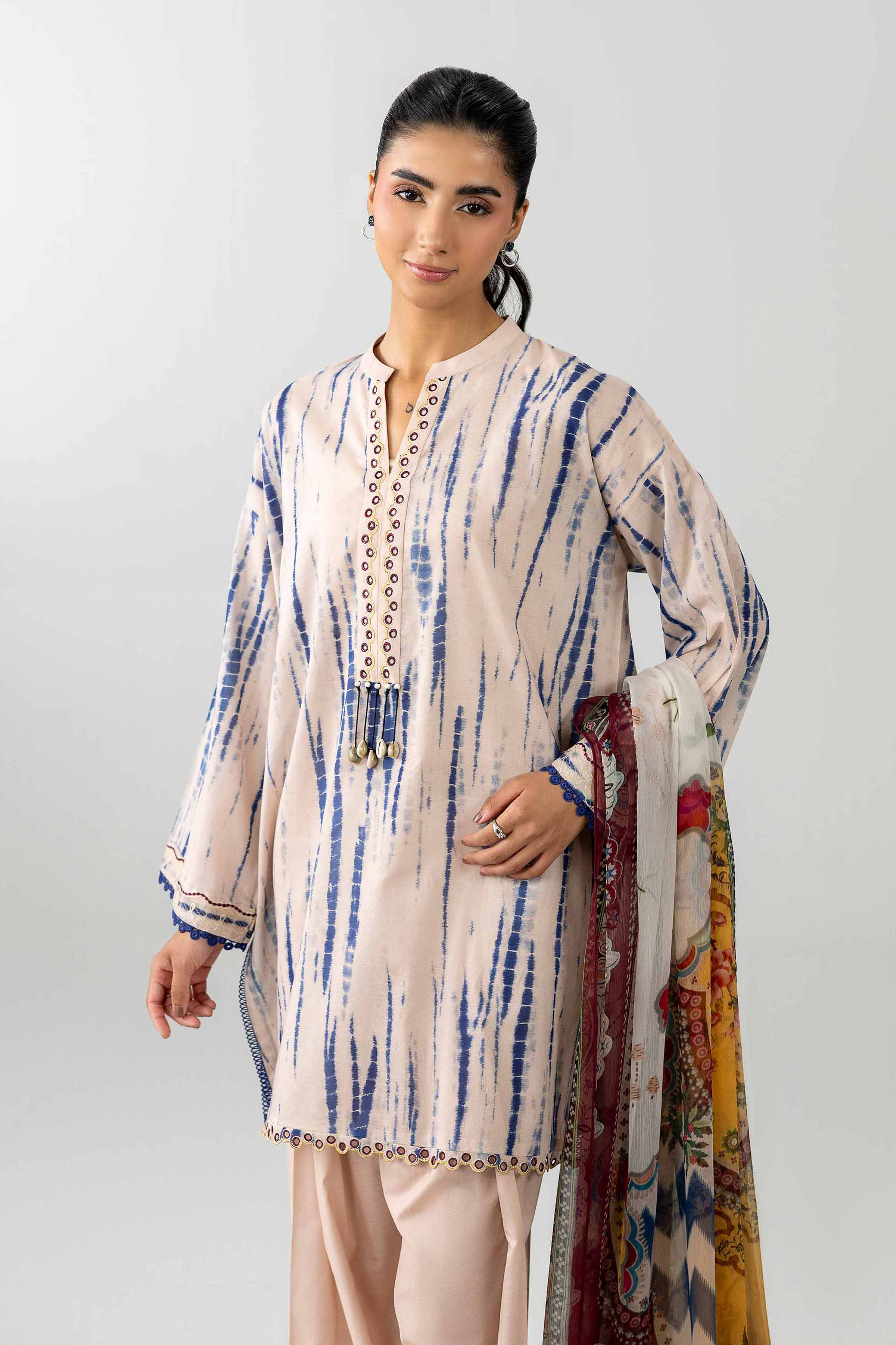 3 Piece - Printed Embroidered Suit - PE26-521