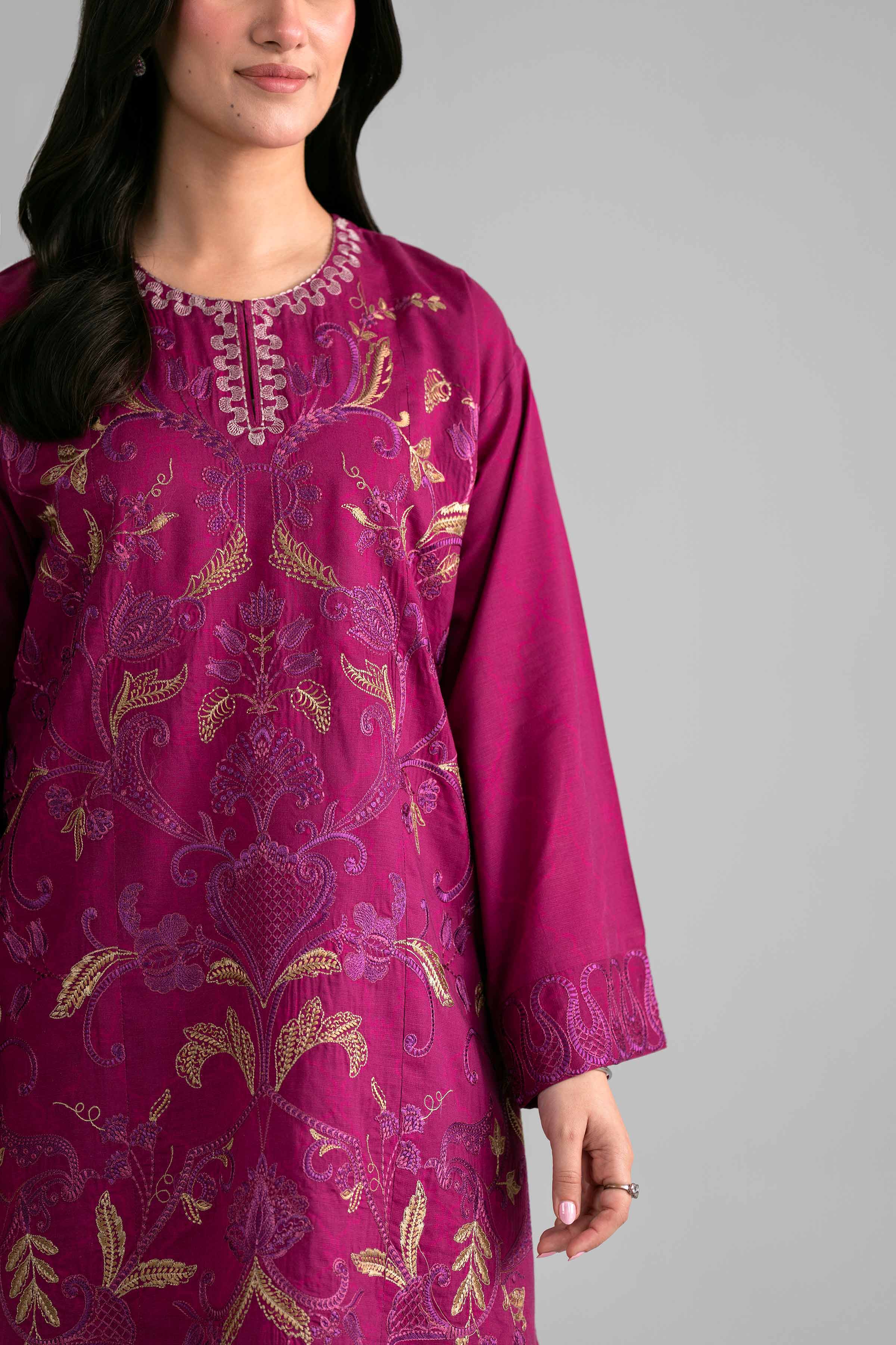 3 Piece - Printed Embroidered Suit - PE26-526