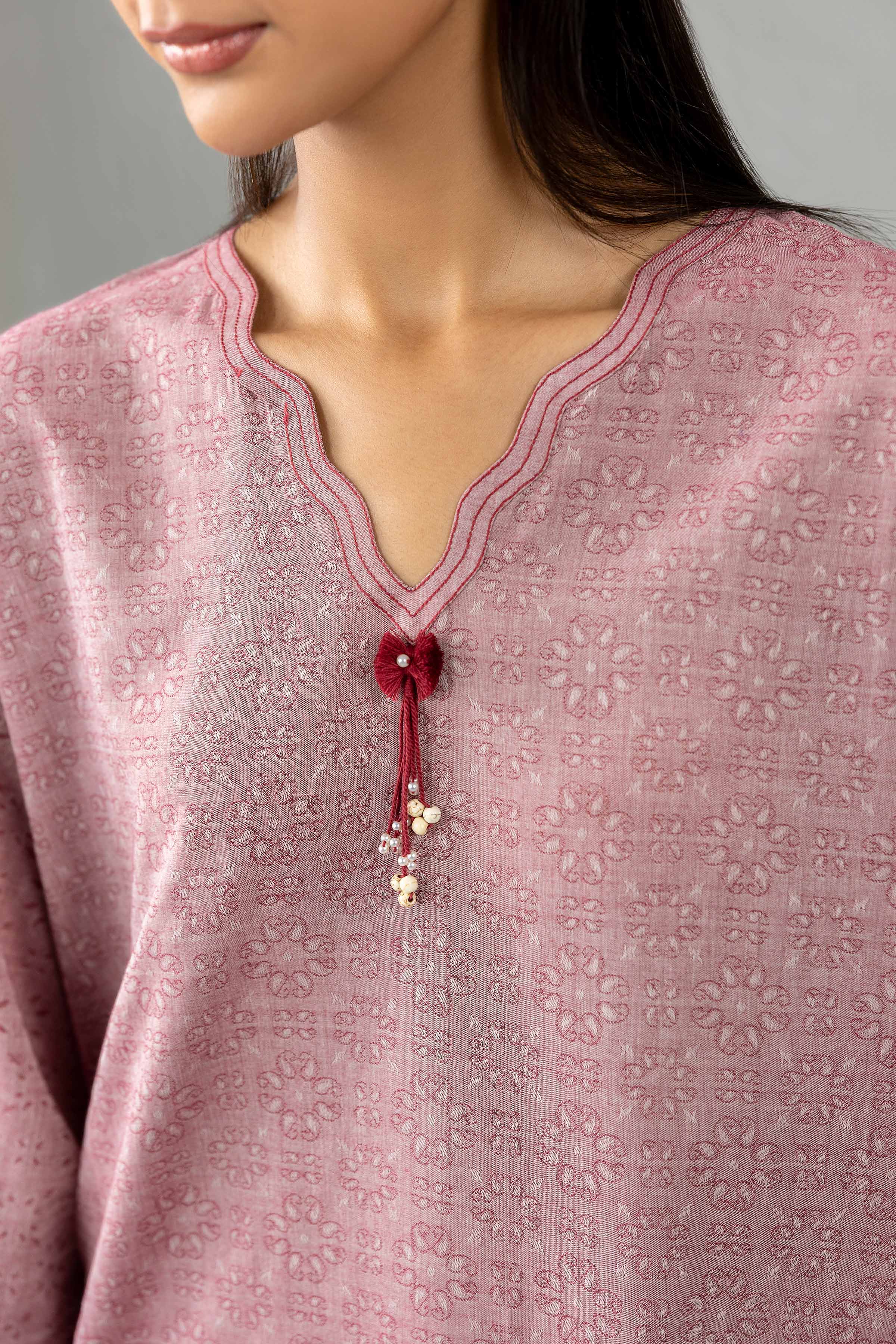 2 Piece - Printed Suit - PE26-527 Pink Jacquard 2PC Printed READY TO WEAR