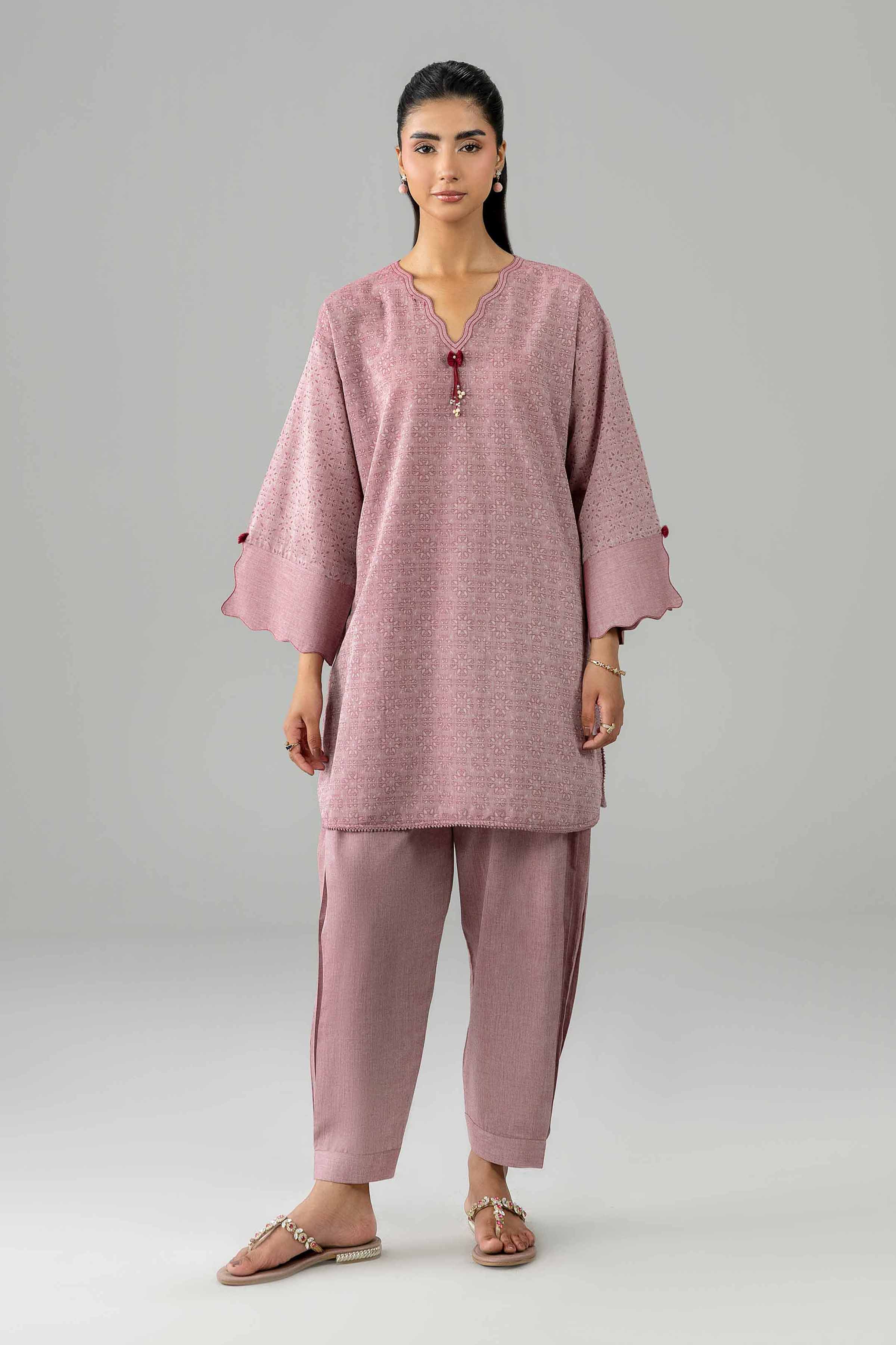 2 Piece - Printed Suit - PE26-527 Pink Jacquard 2PC Printed READY TO WEAR